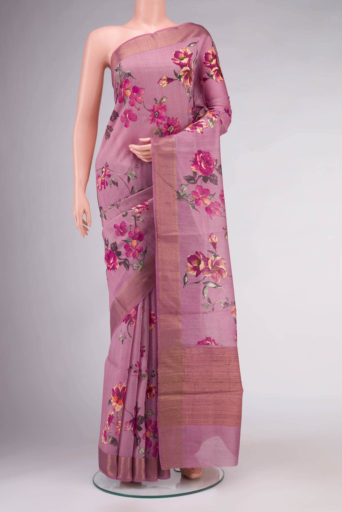 Pink Bhagalpuri Tussar Silk Saree