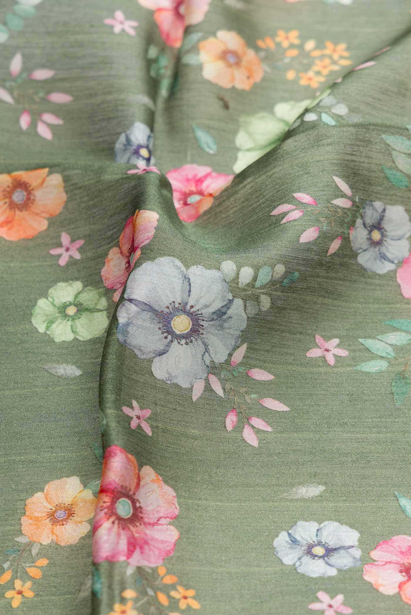 Sage Green Tussar Silk Saree