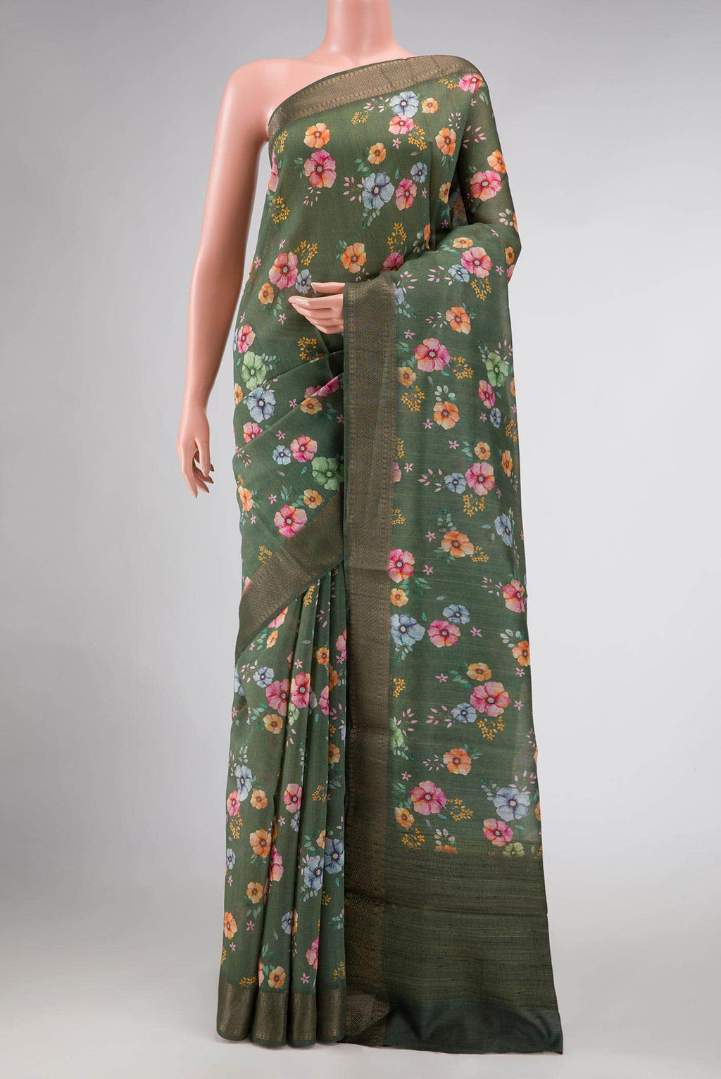 Green Chanderi Silk Saree
