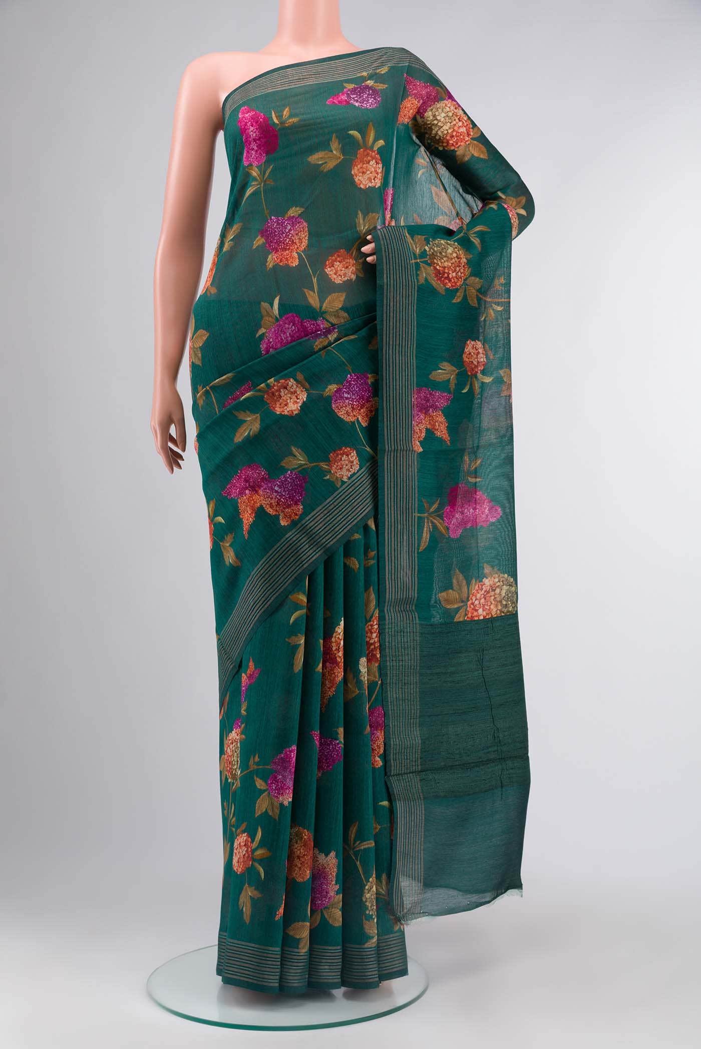 Green Tussar Silk Saree