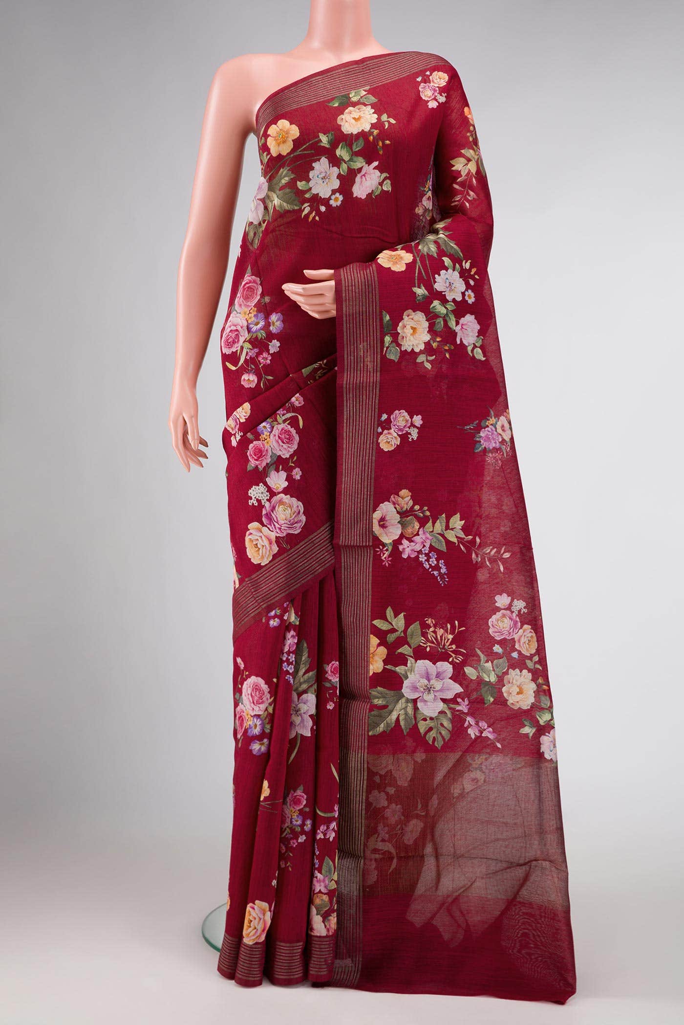 Maroon Dual Tone Chanderi Silk Saree