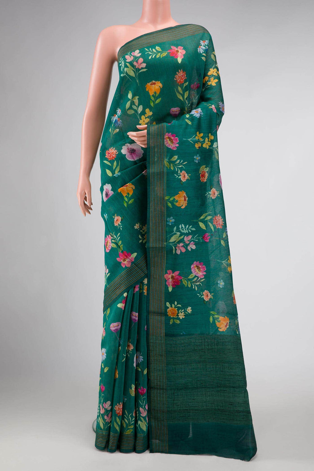 Green Chanderi Silk Saree