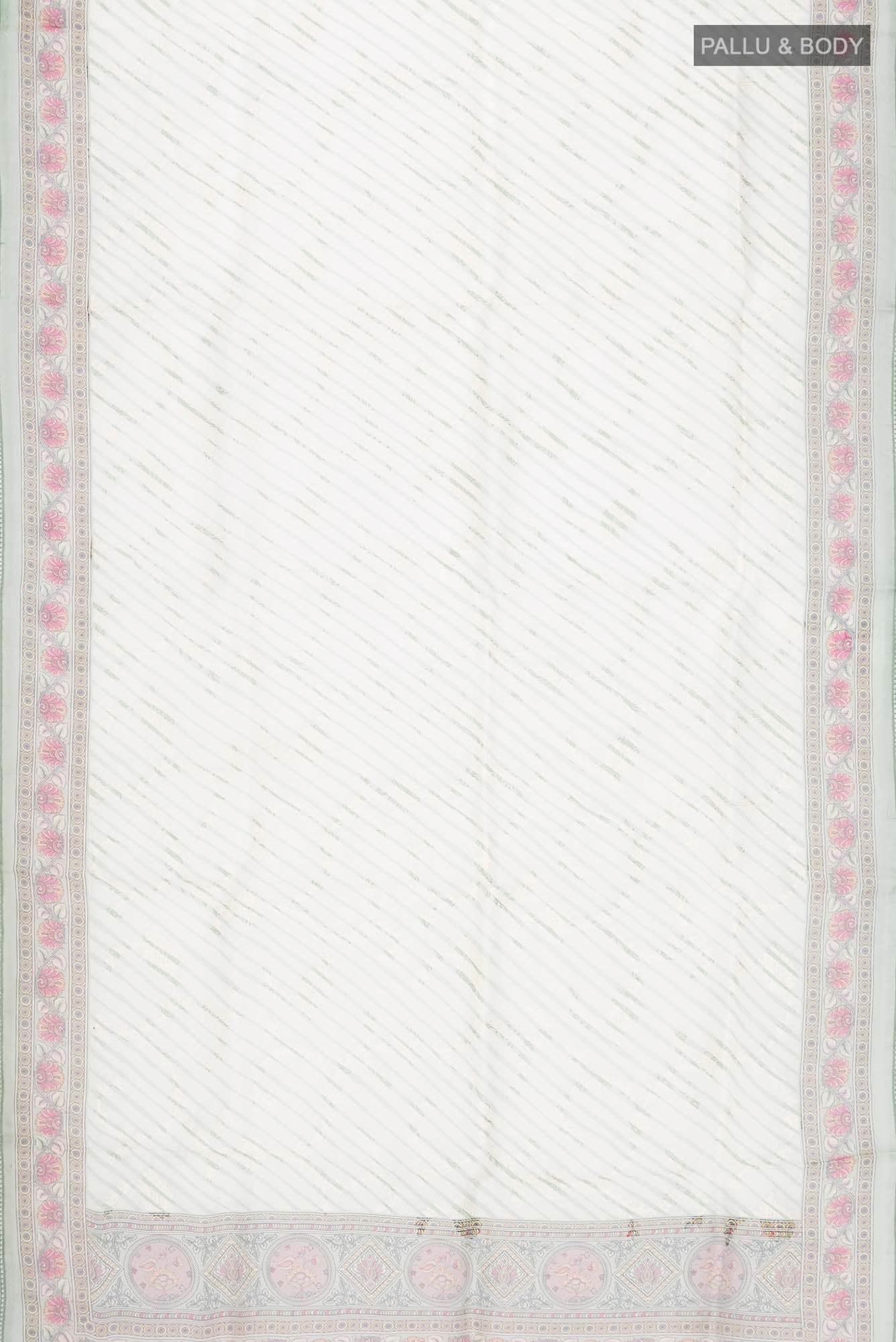 Cream Organza Silk Saree