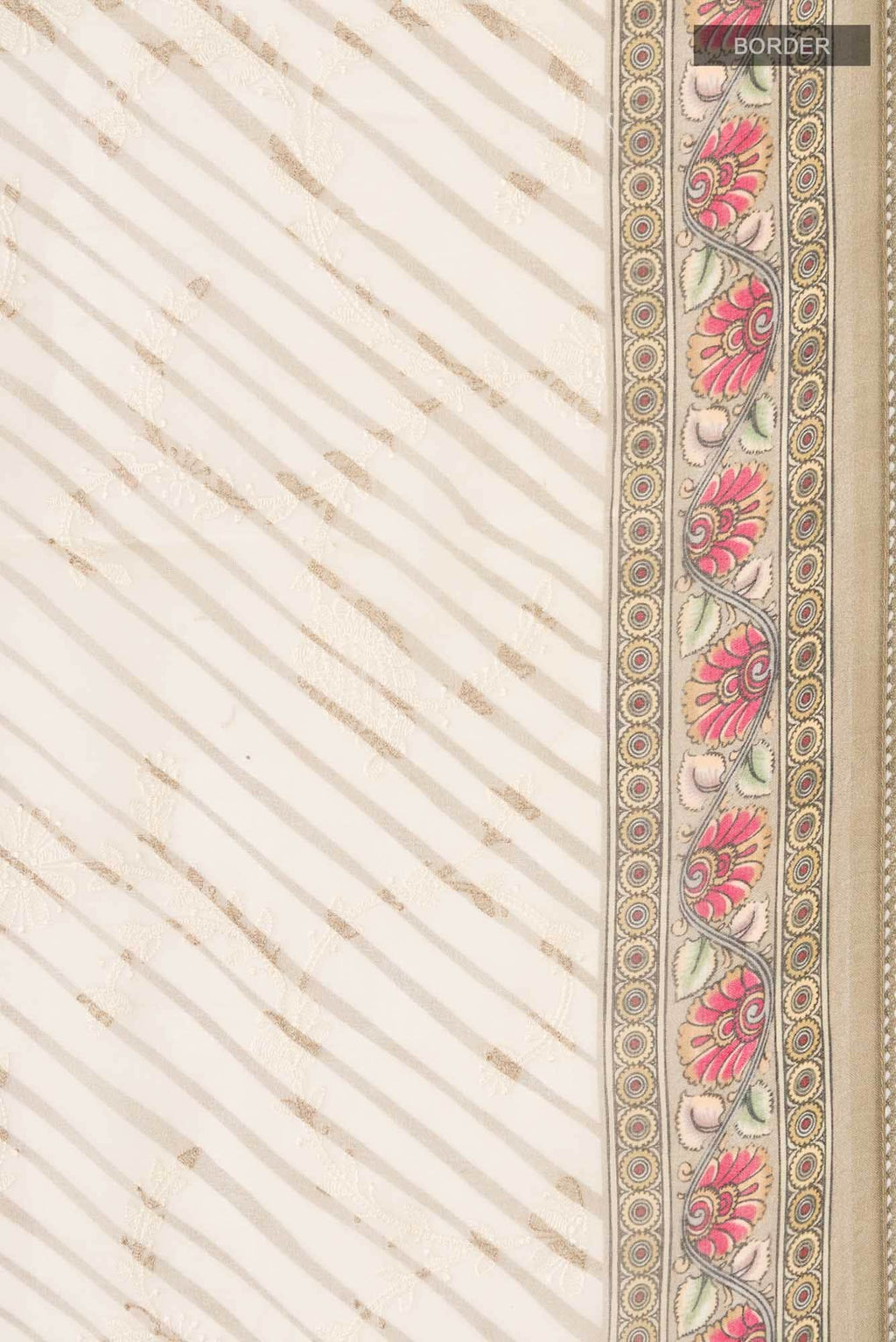 Beige Organza Silk Saree