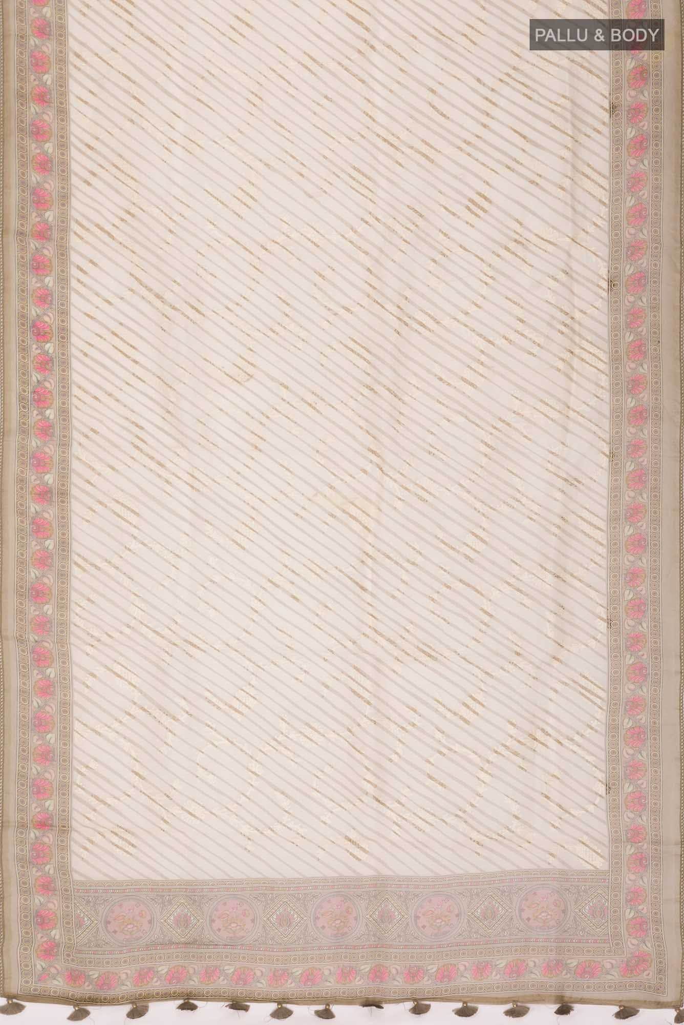 Beige Organza Silk Saree