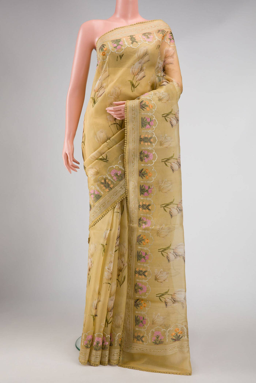 Sandal Organza Silk Saree