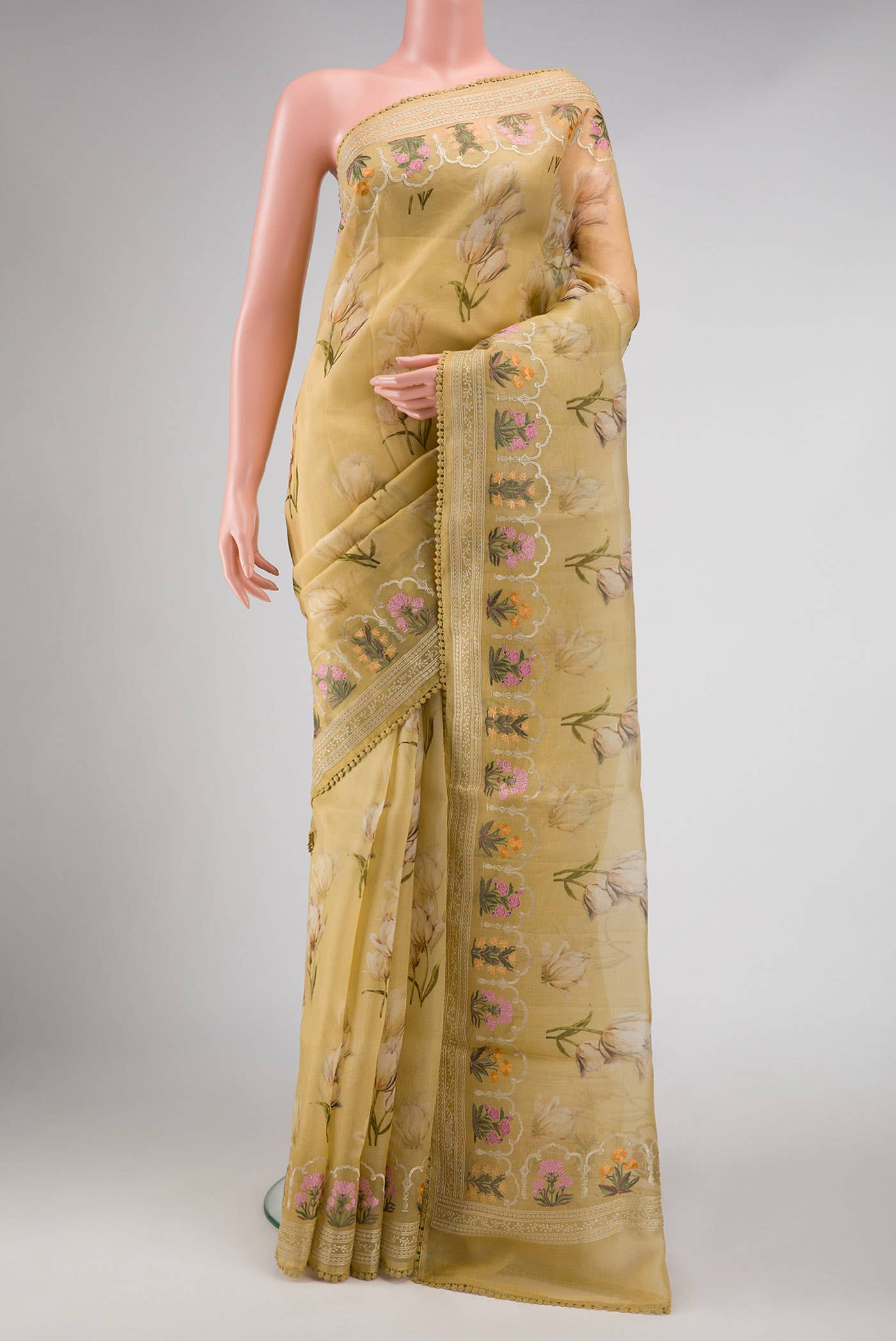 Sandal Organza Silk Saree