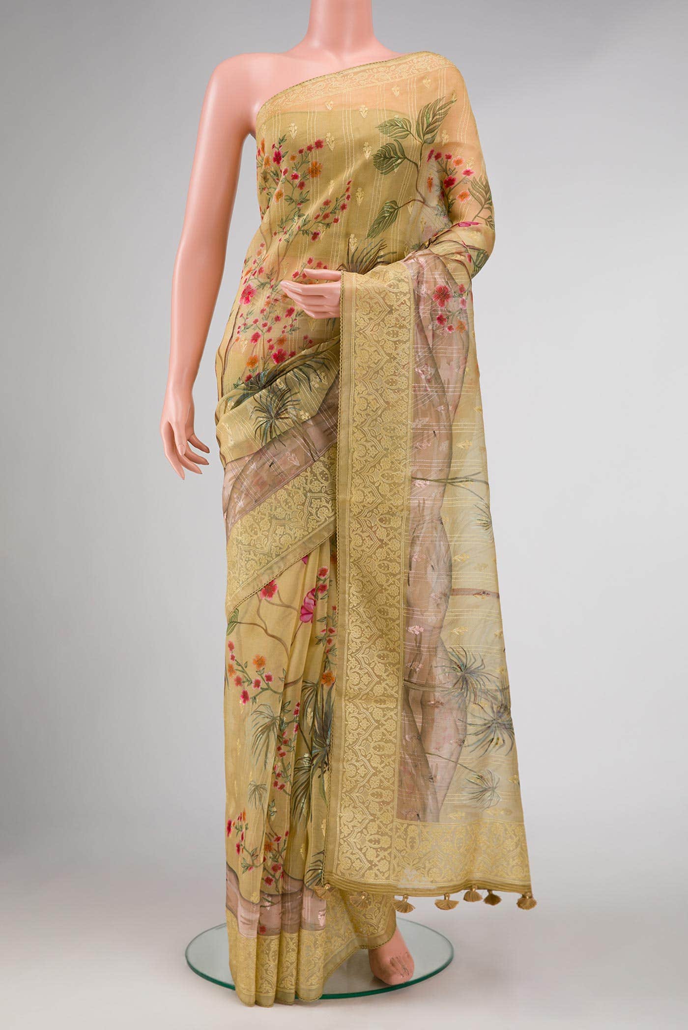 Gold Organza Silk Saree