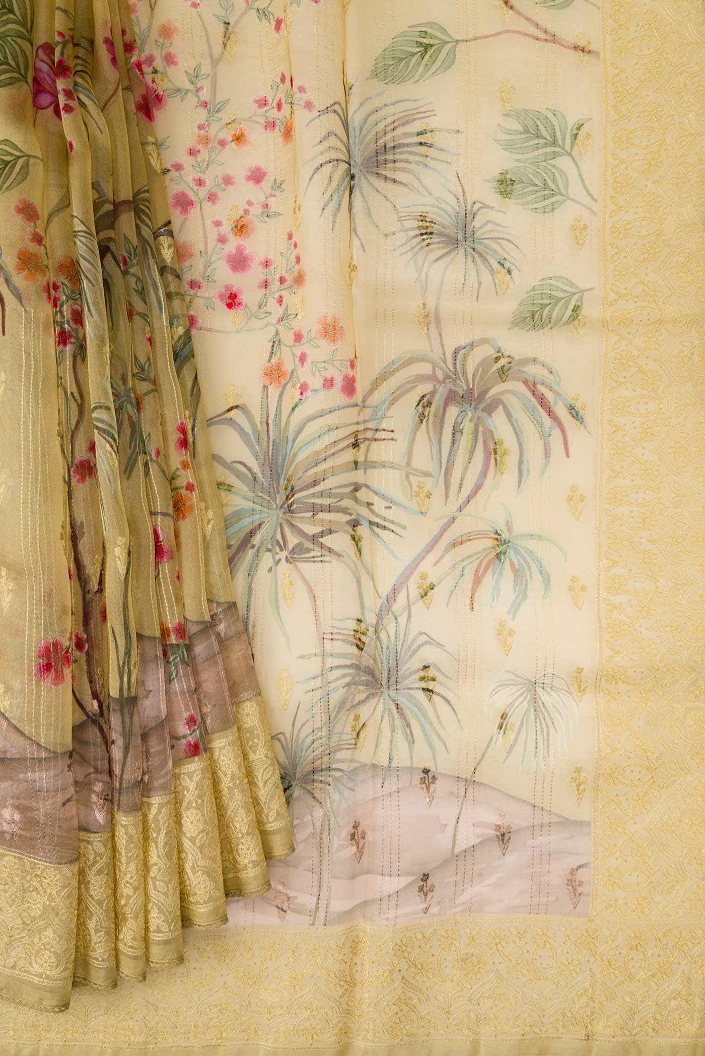 Gold Organza Silk Saree