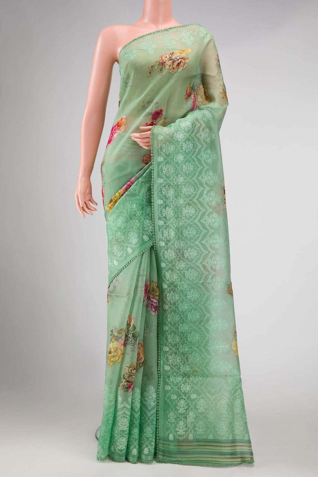 Light Green Organza Silk Saree