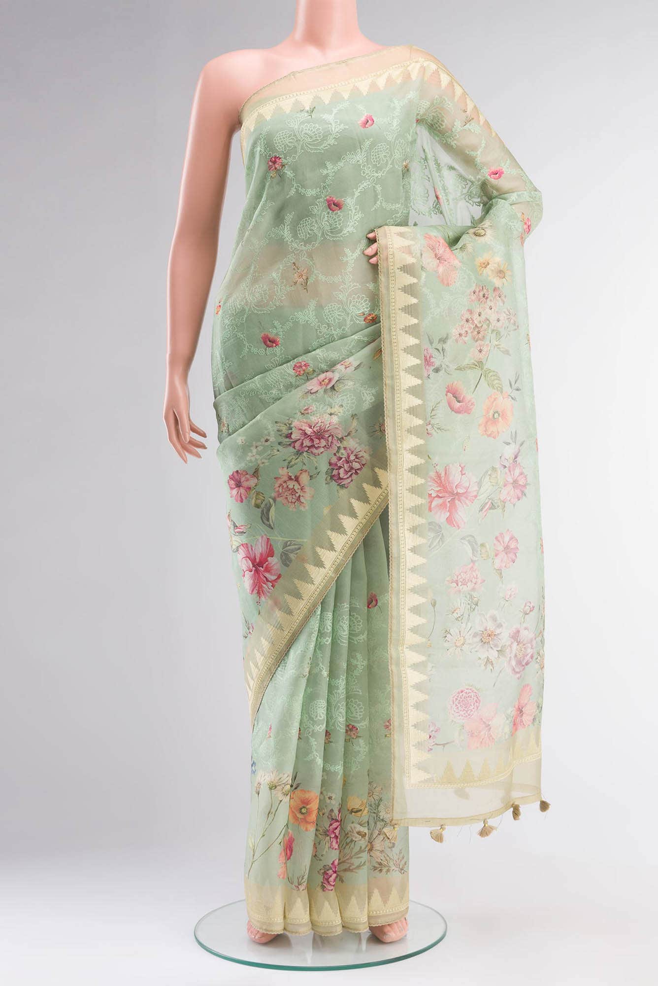 Light Green Organza Silk Saree