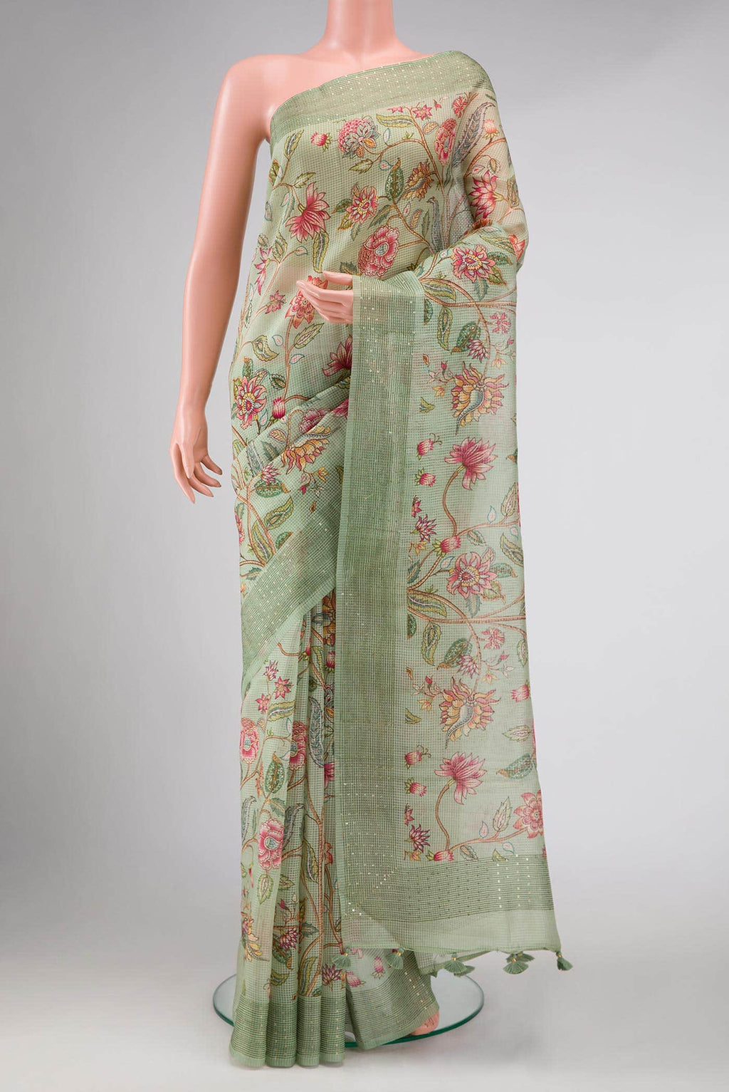 Green Organza Silk Saree