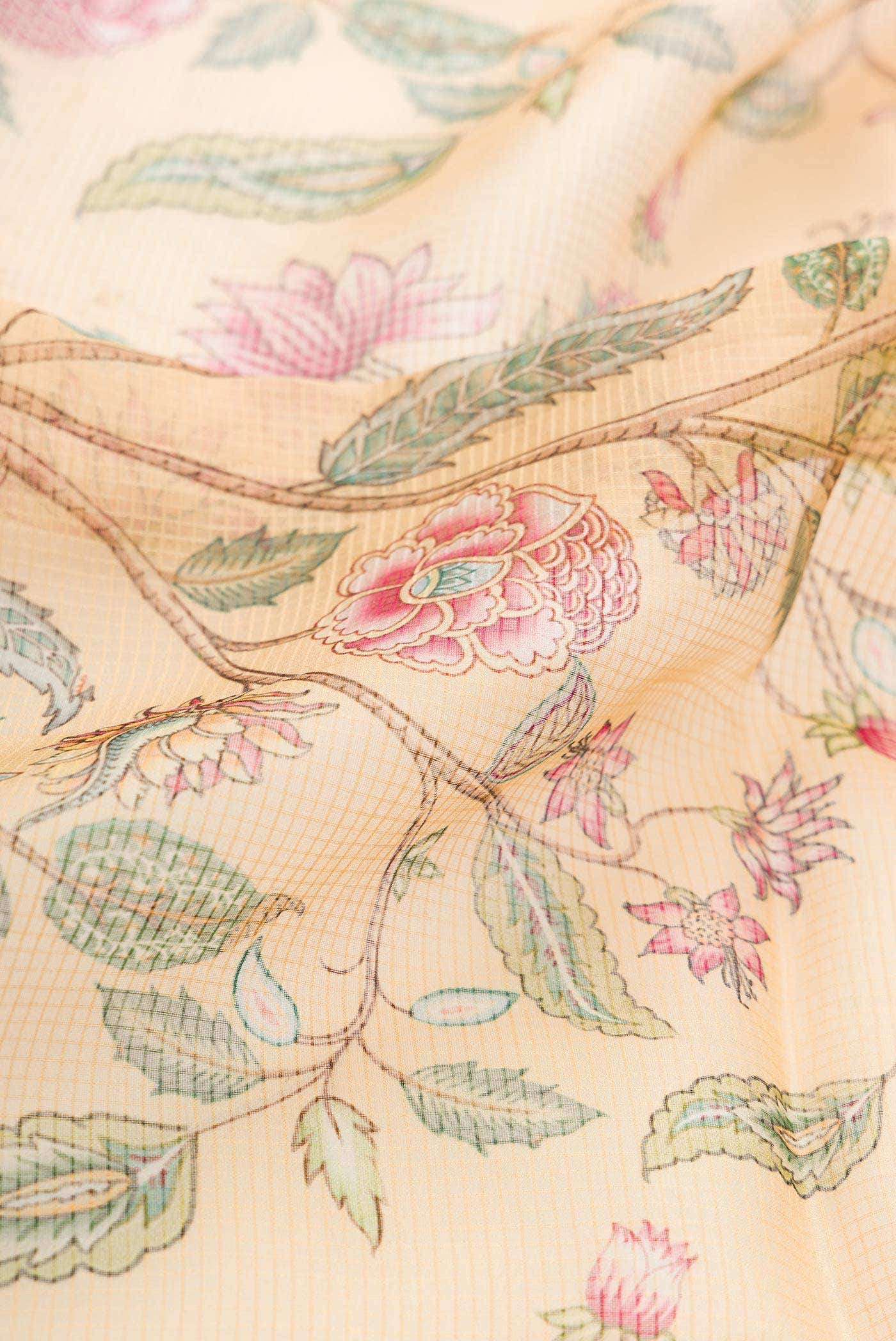 Golden Peach Organza Silk Saree