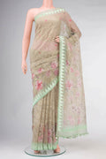 Beige Organza Silk Saree