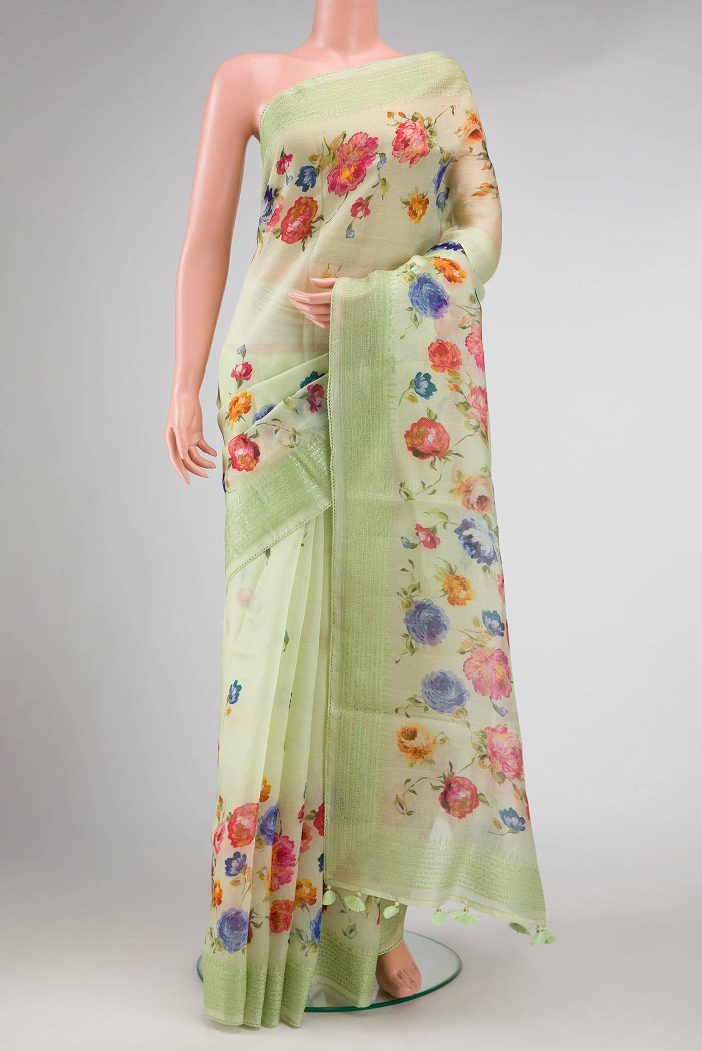 Pista Green Organza Silk Saree