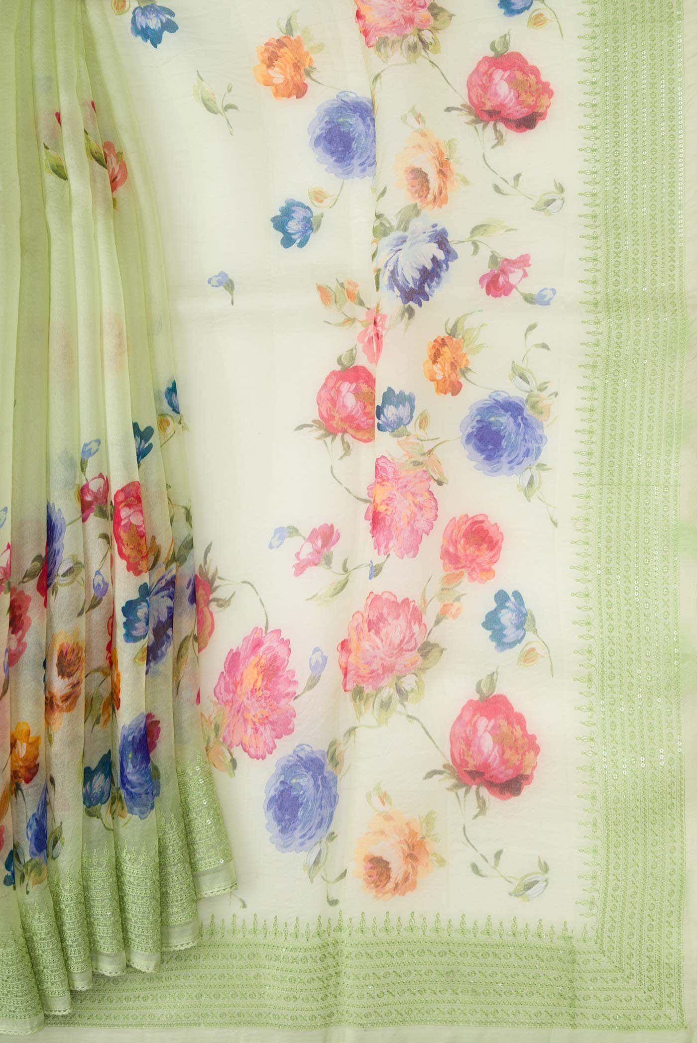 Pista Green Organza Silk Saree