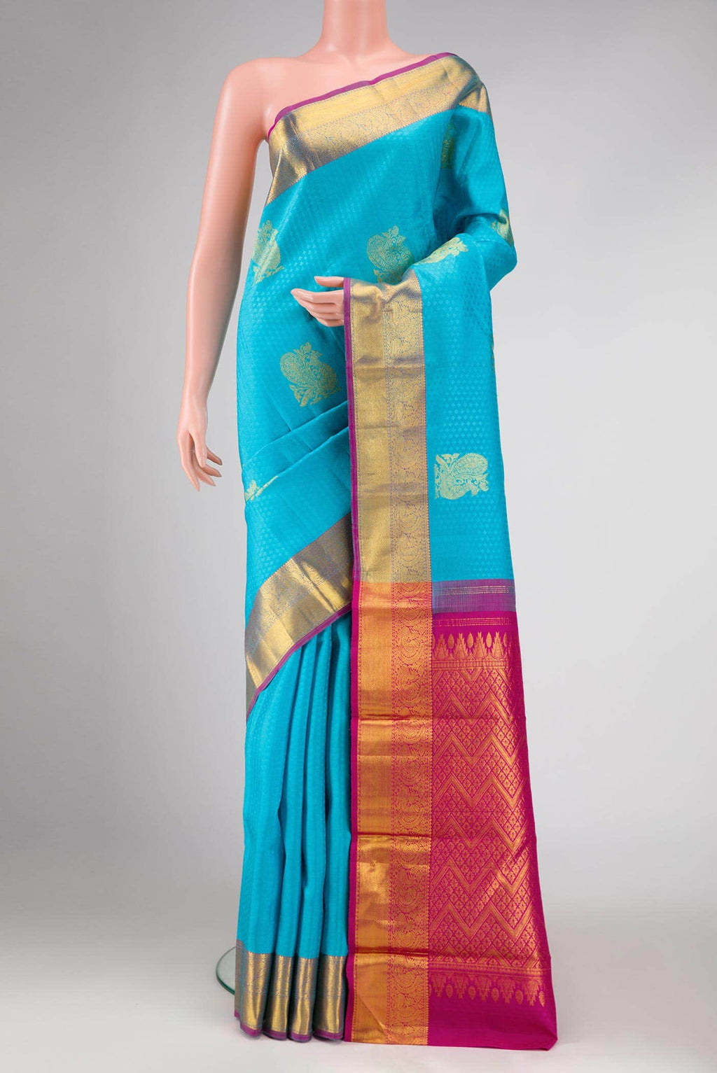 Sky Blue Dual Tone Kanchipuram Silk Saree