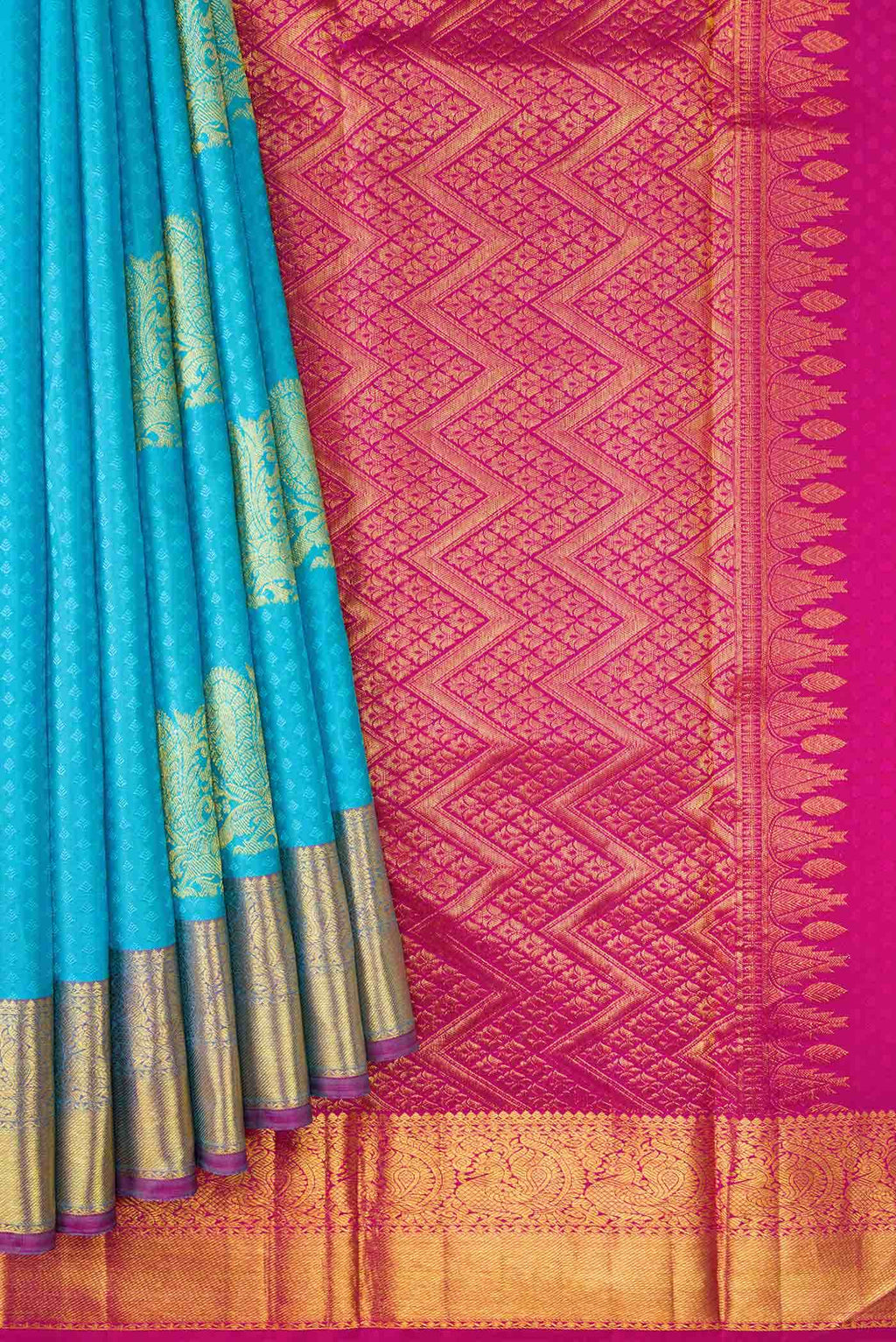 Sky Blue Dual Tone Kanchipuram Silk Saree