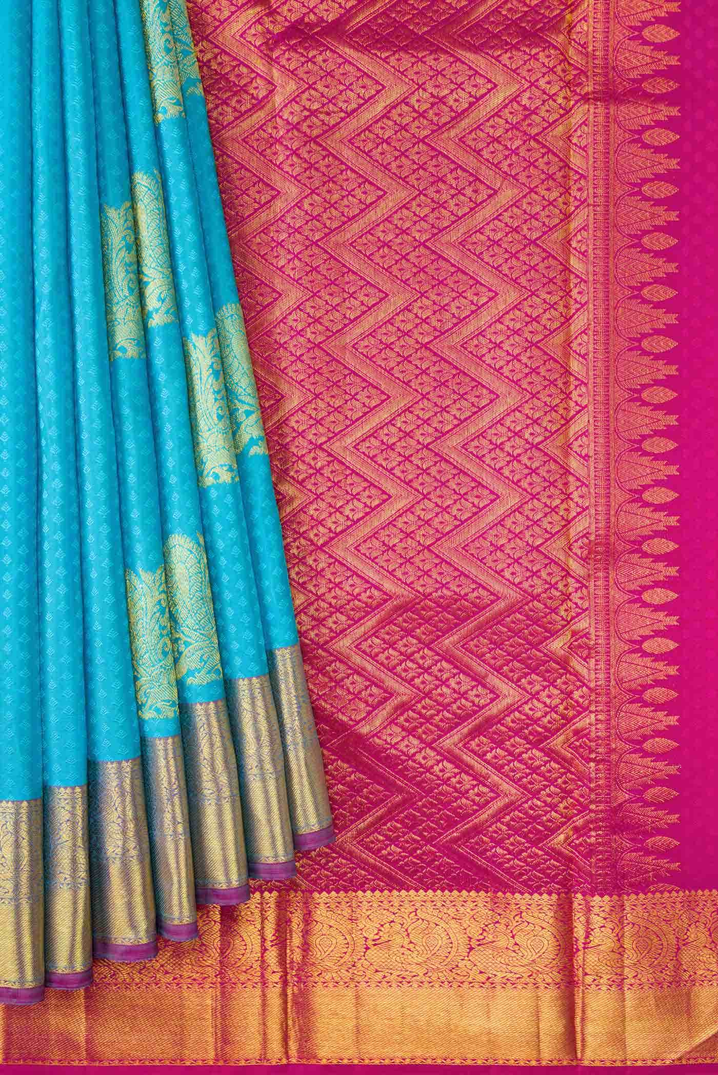 Sky Blue Dual Tone Kanchipuram Silk Saree