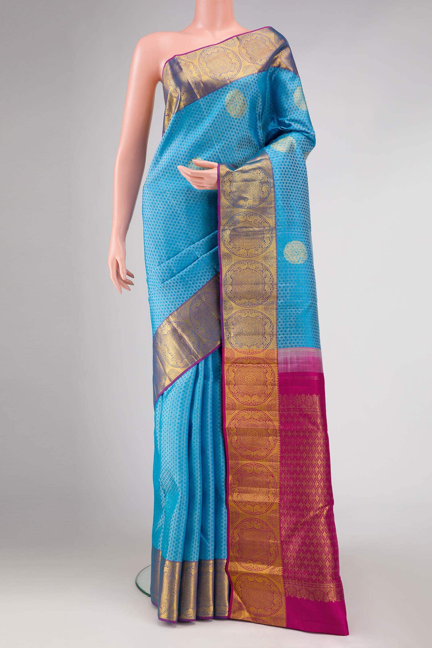 Sky Blue Dual Tone Kanchipuram Silk Saree