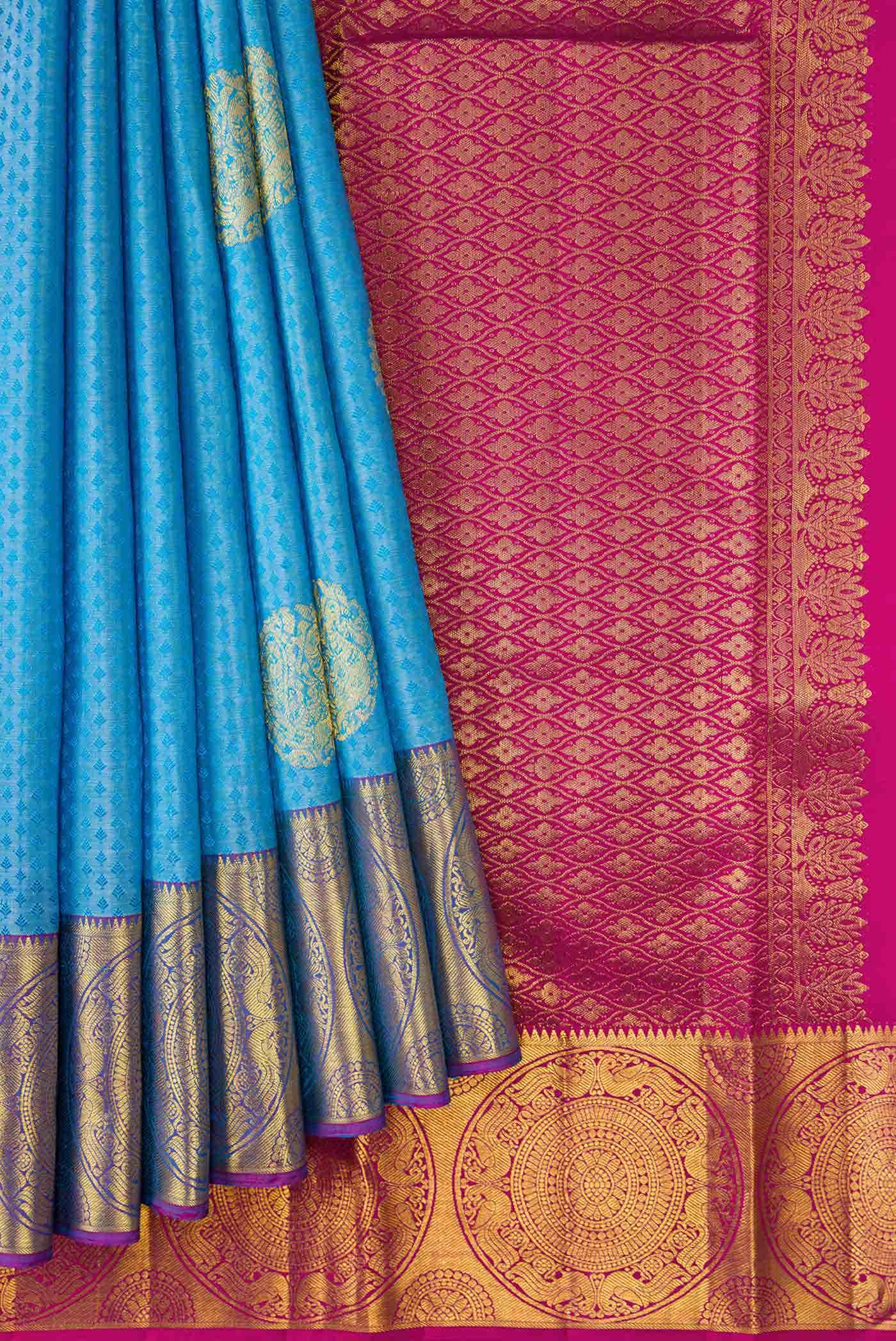 Sky Blue Dual Tone Kanchipuram Silk Saree