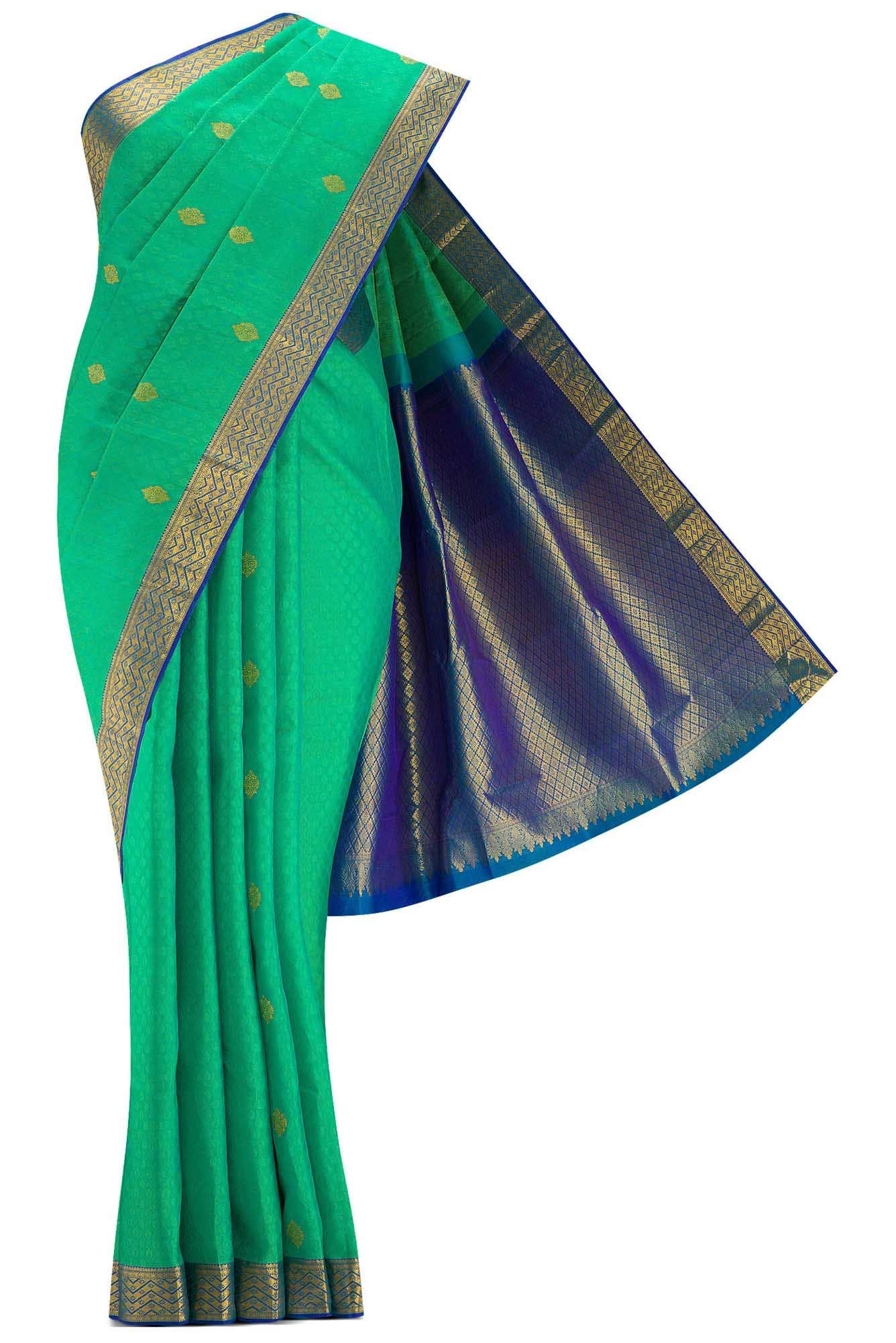 Sea Green Dual Tone Kanchipuram Silk Saree