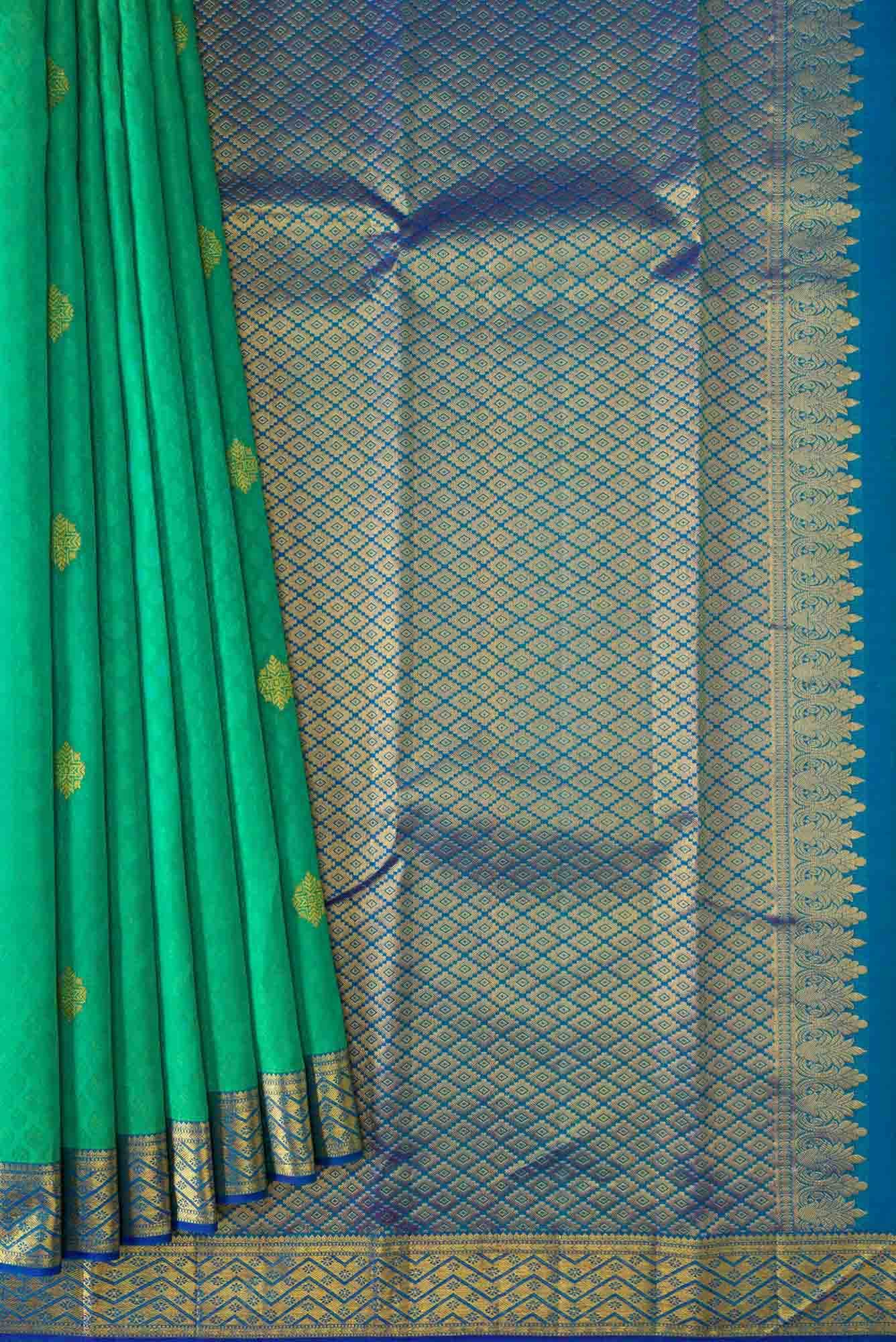 Sea Green Dual Tone Kanchipuram Silk Saree