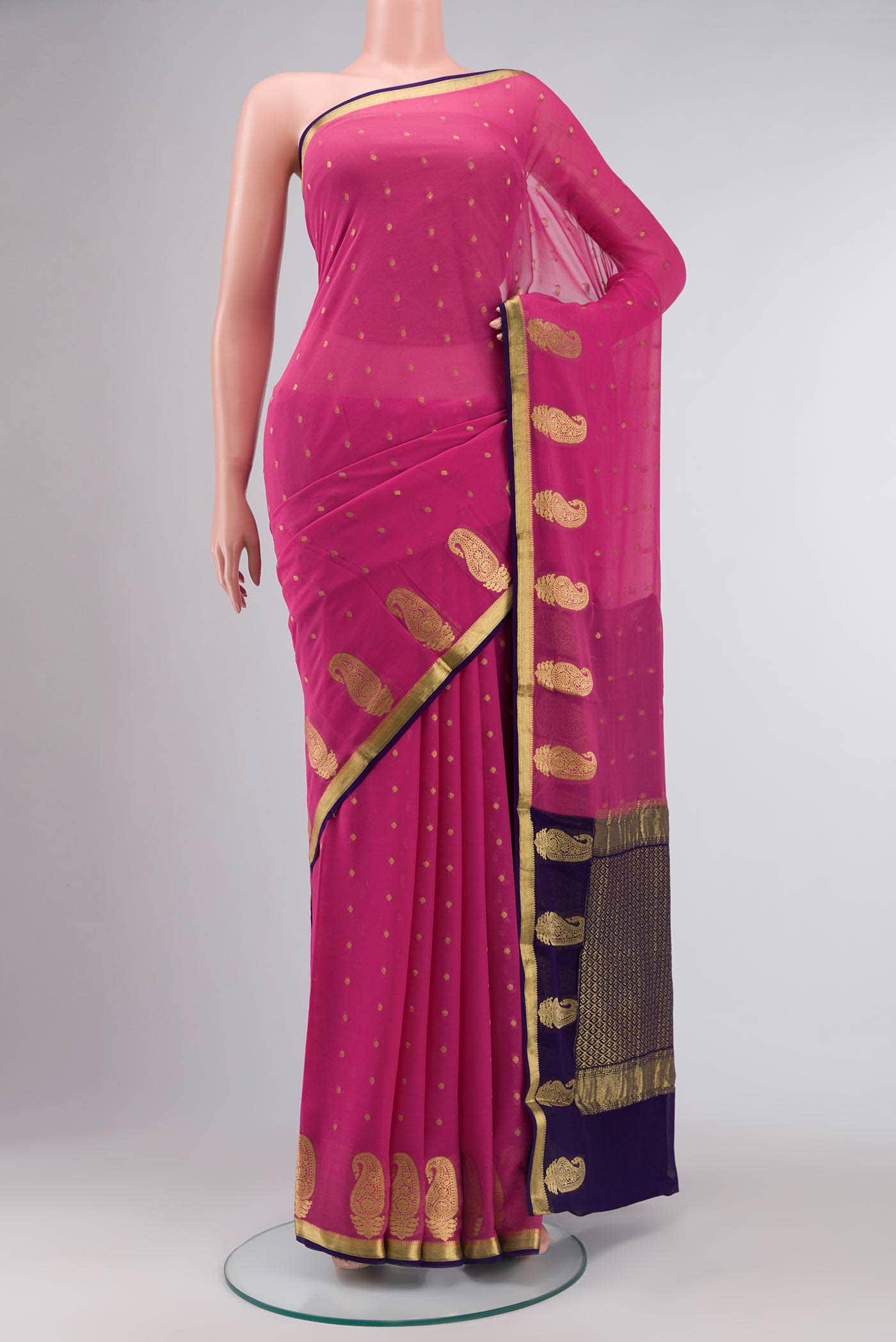 Pink Mysore Georgette Saree