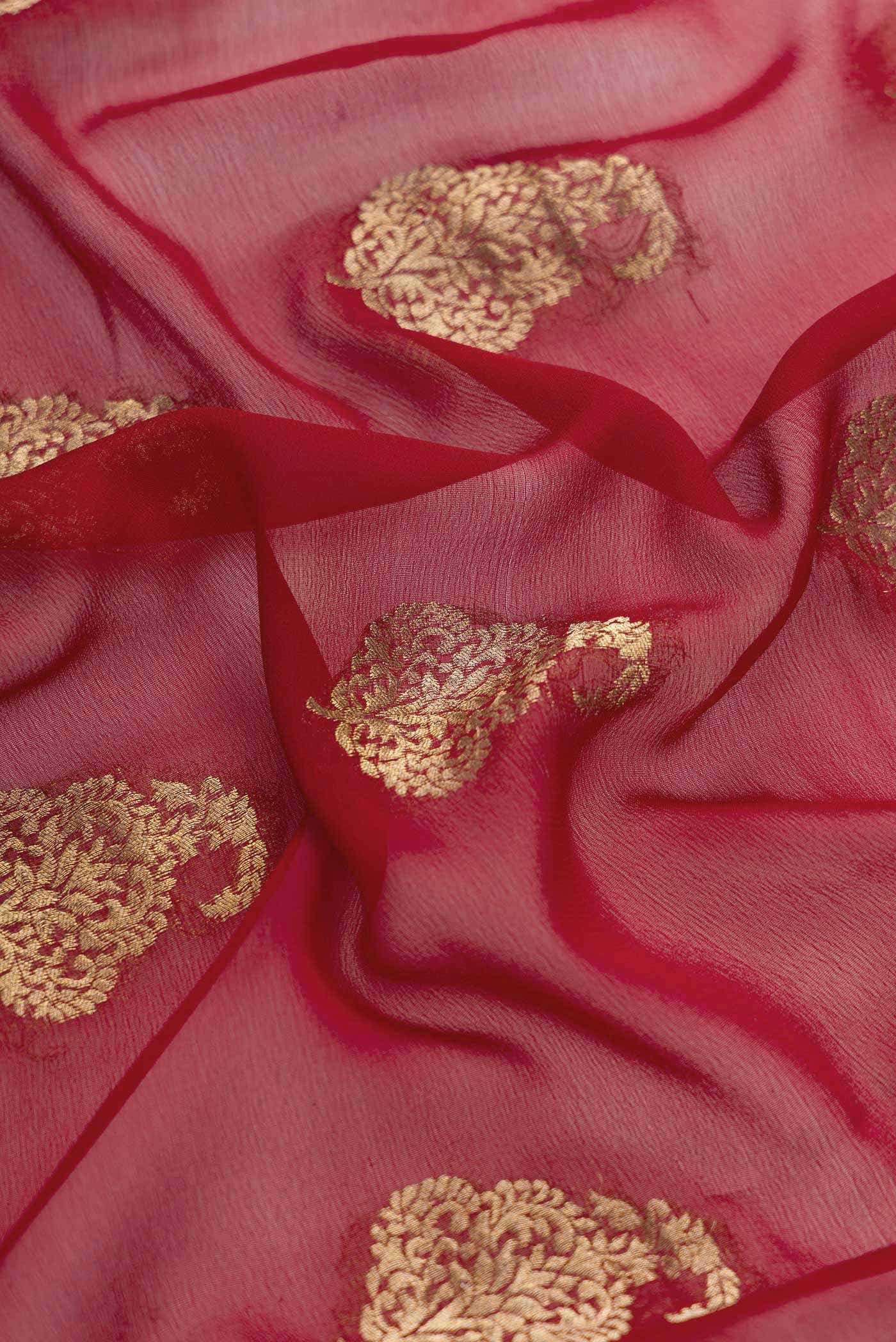 Deep Red Mysore Georgette Saree