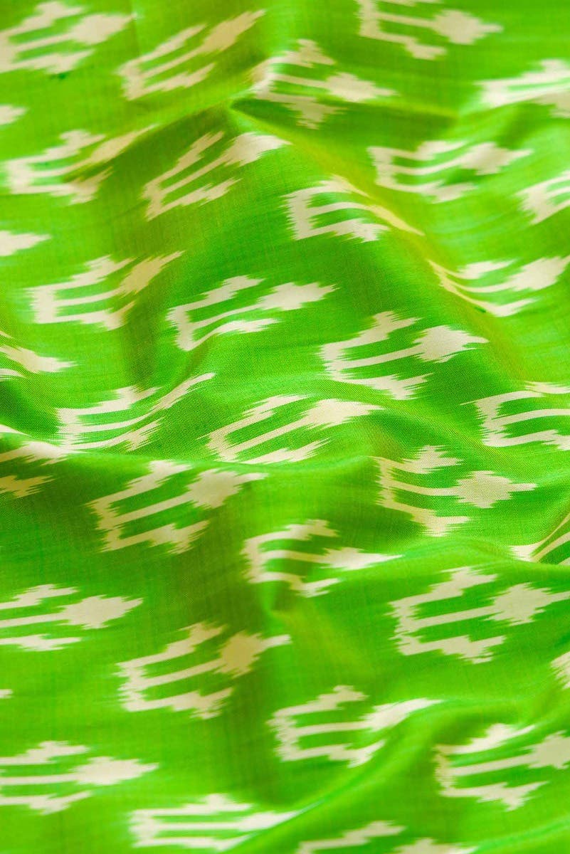 Parrot Green Dual Tone Double Ikat Saree