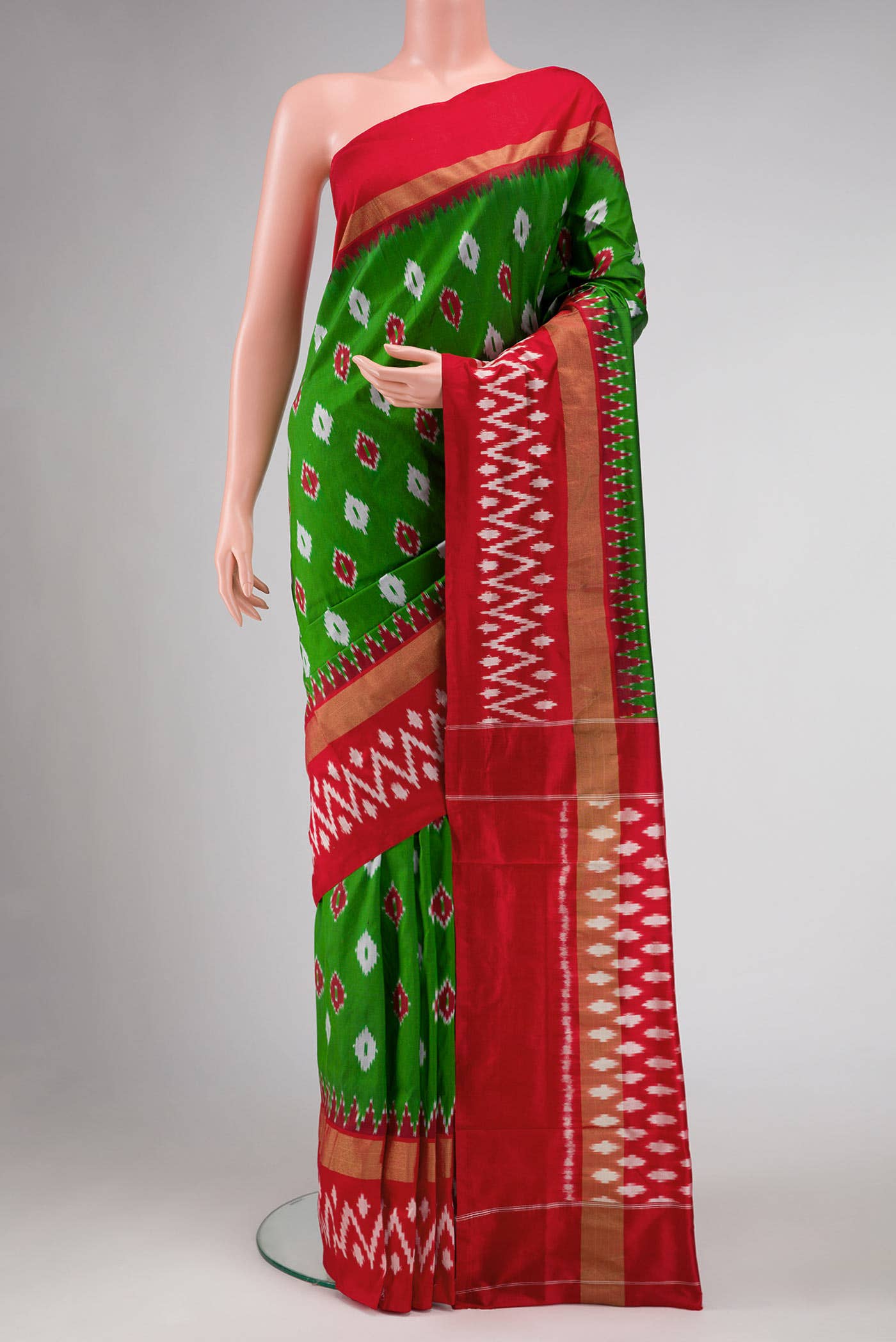 Green Double Ikat Saree