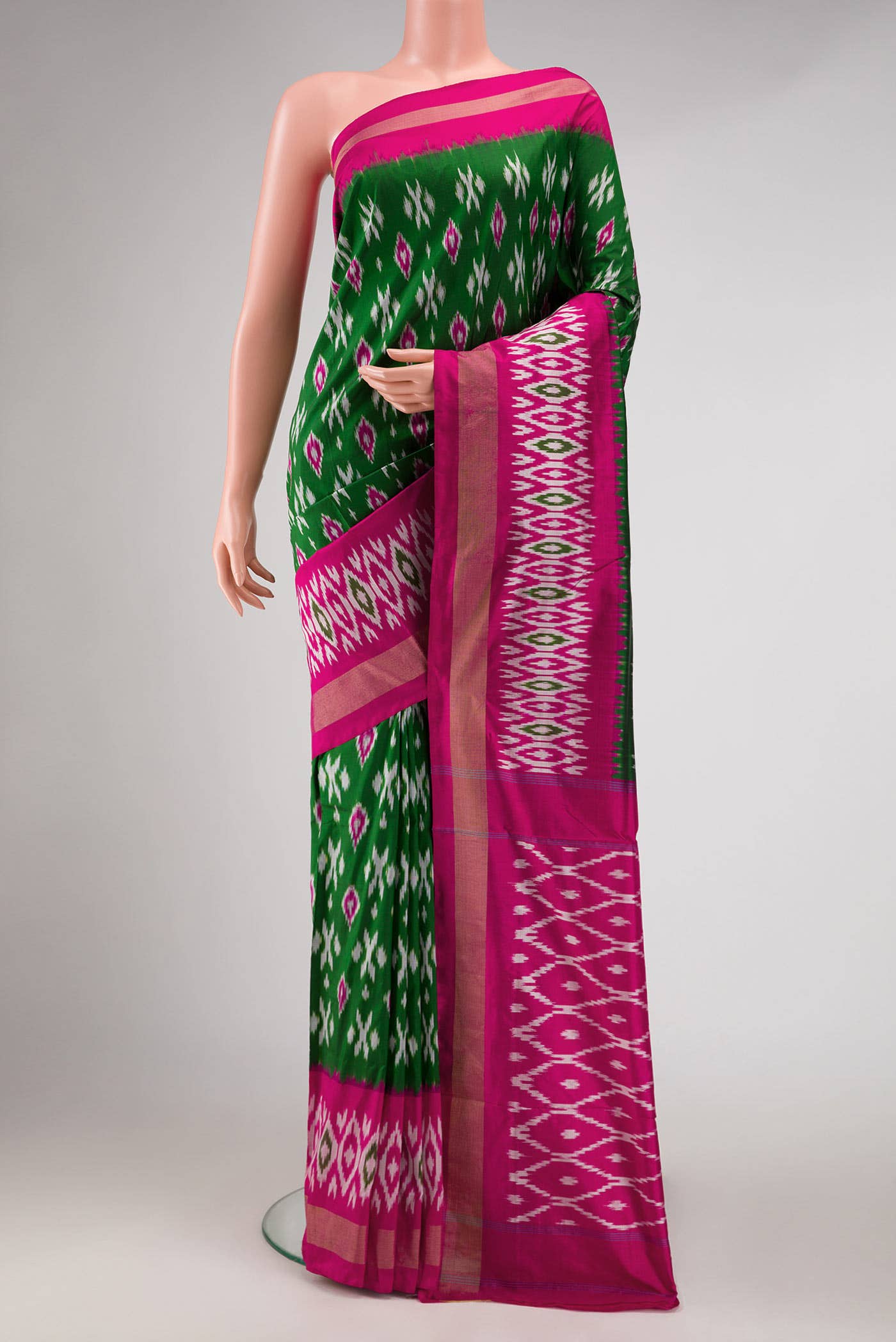 Green Double Ikat Saree