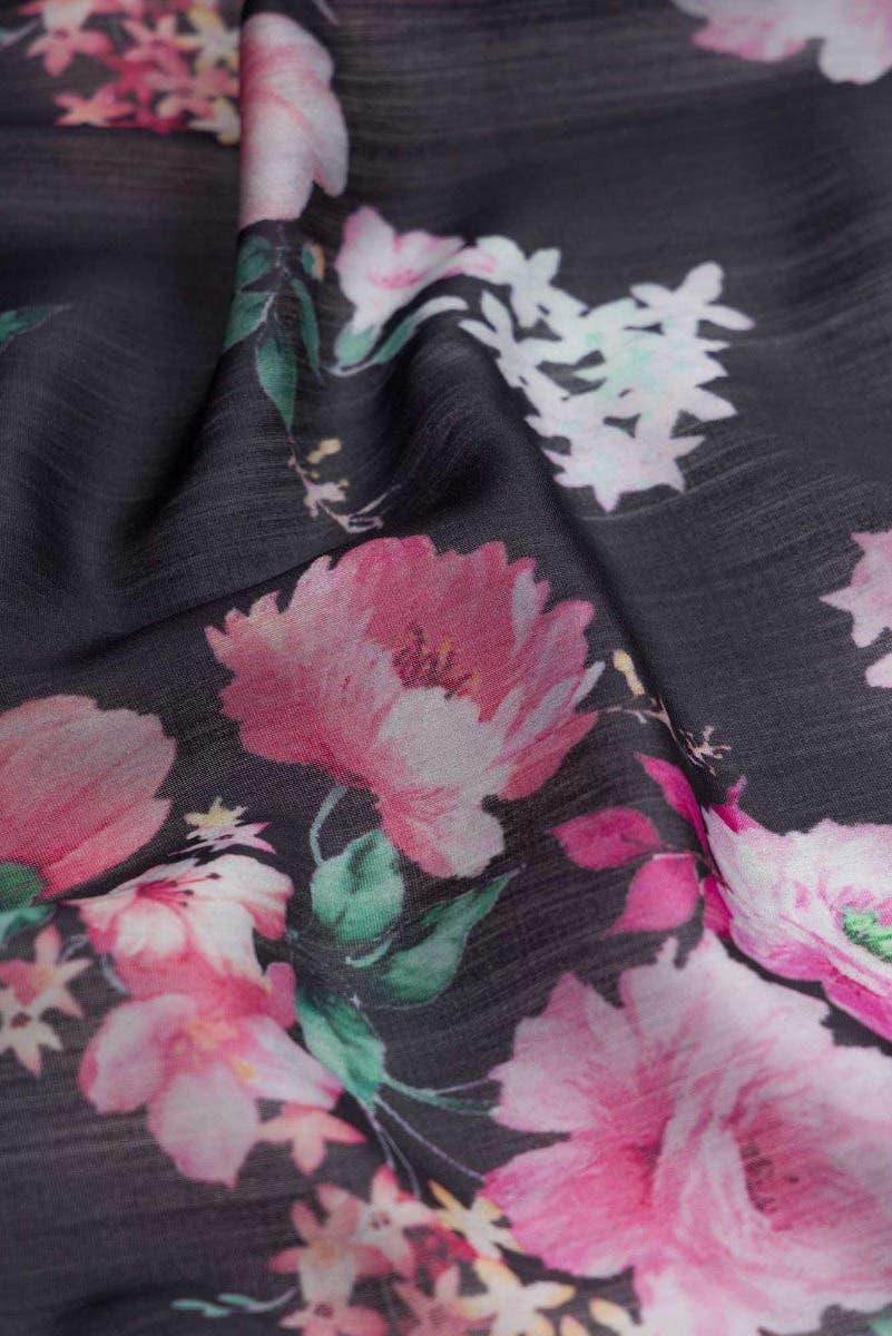 Black Dual Tone Blended Chanderi Silk Saree