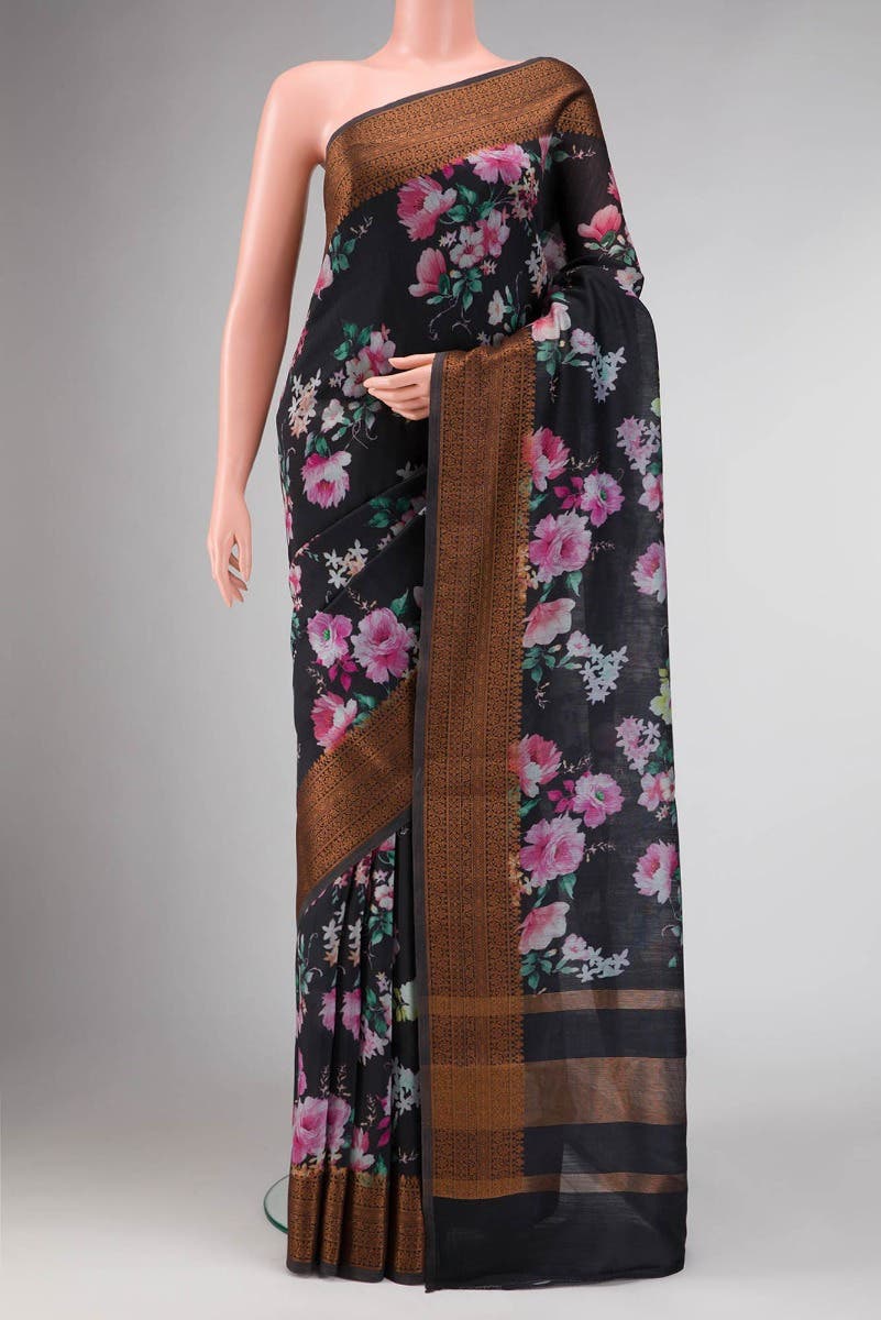 Black Dual Tone Blended Chanderi Silk Saree