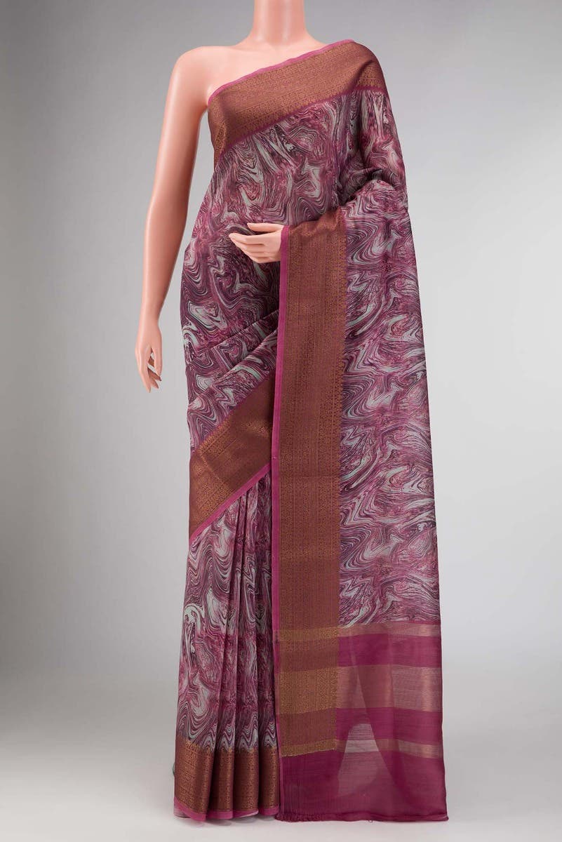 Rose pink Dual Tone Chanderi Silk Saree