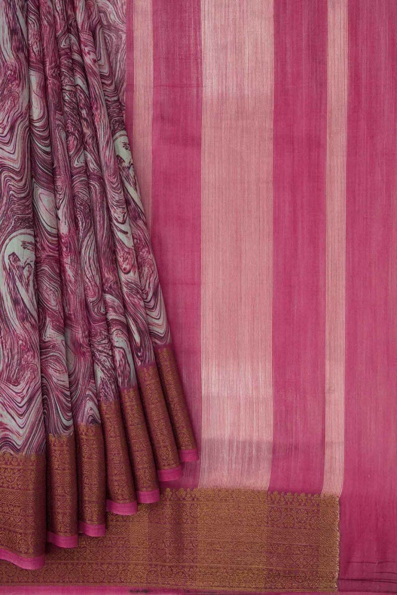 Rose pink Dual Tone Chanderi Silk Saree
