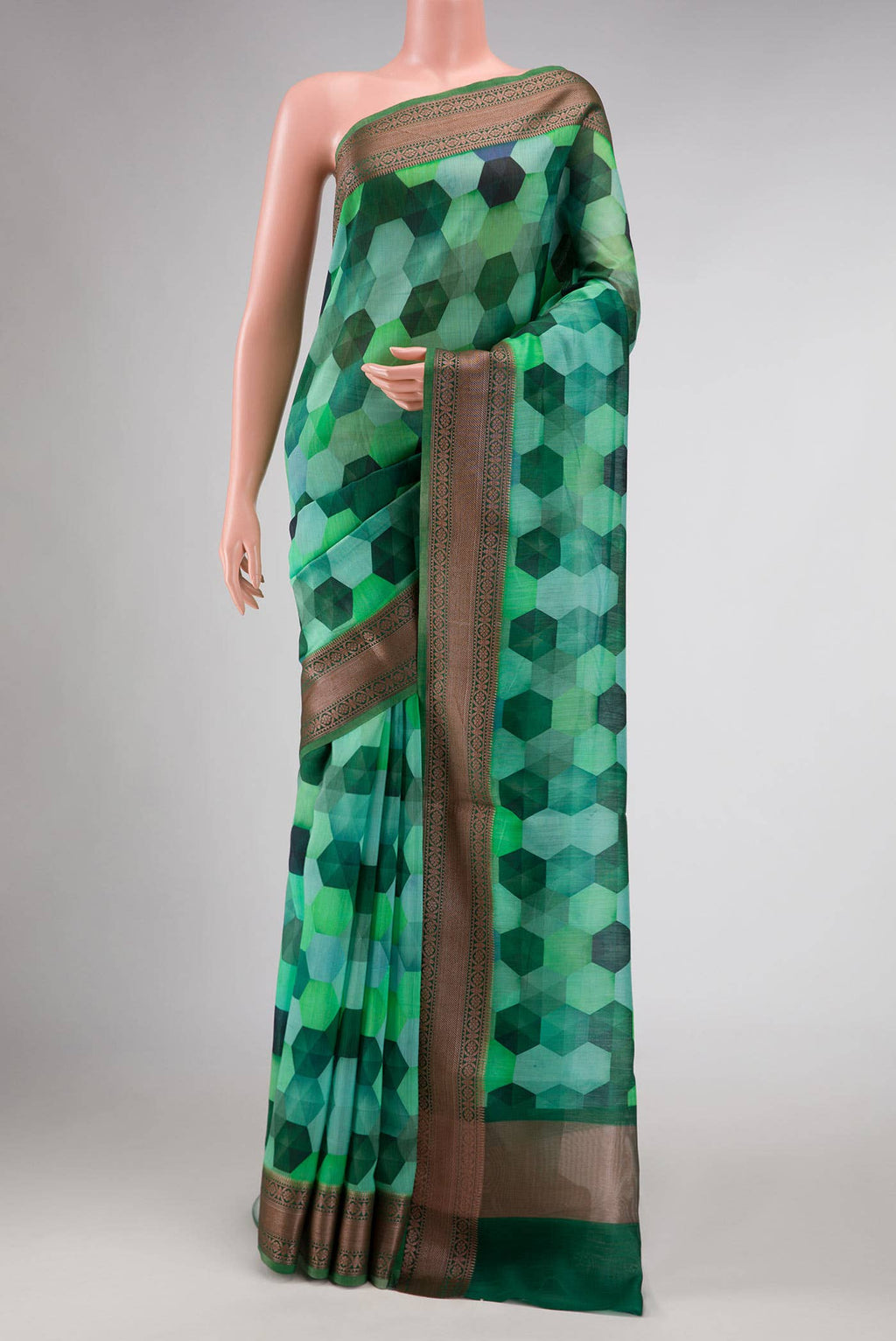 Green Chanderi Silk Saree