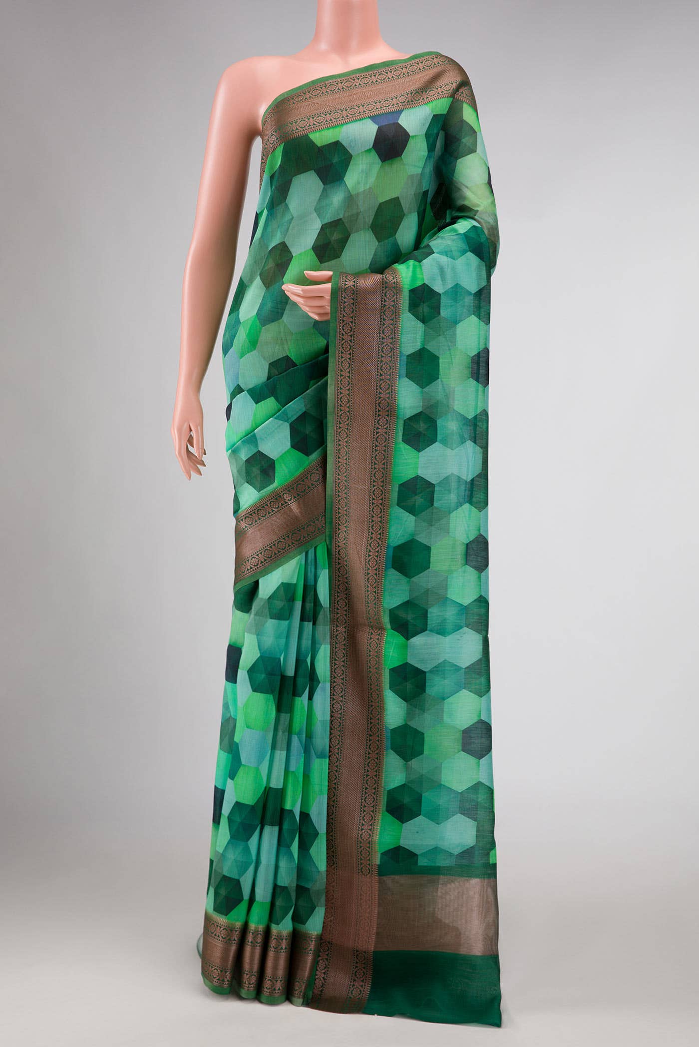 Green Chanderi Silk Cotton Saree