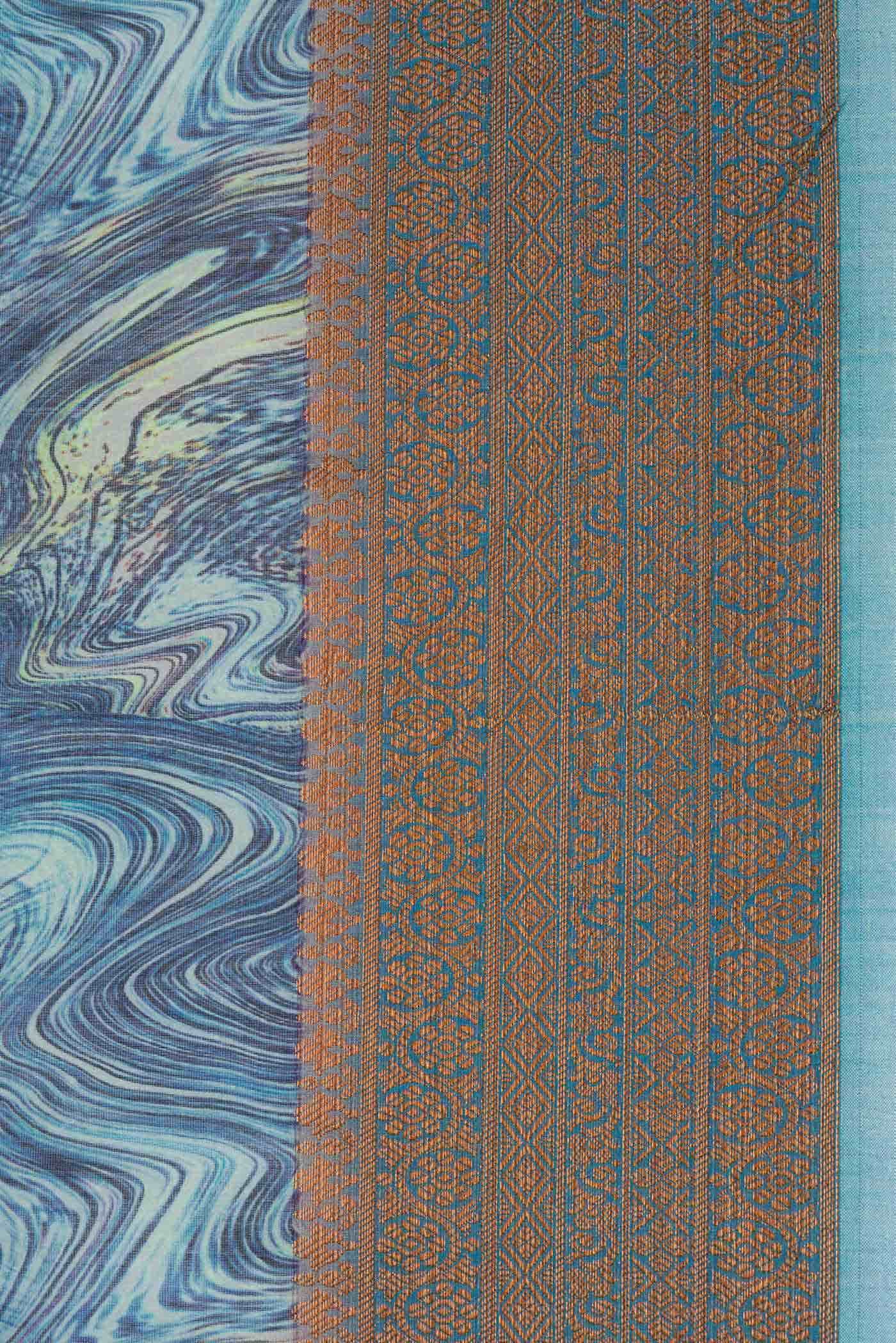 Peacock Blue Chanderi Silk Saree