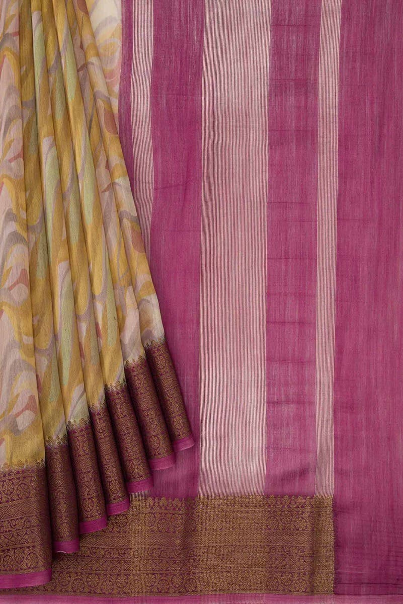 Mustard Dual Tone Chanderi Silk Saree