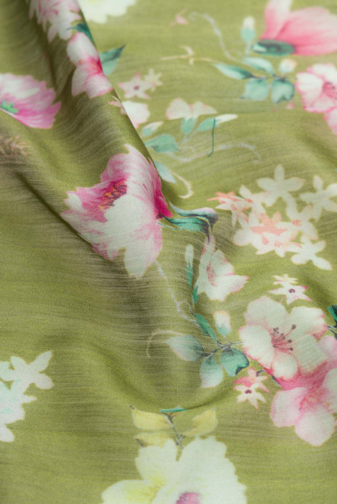 Green Dual Tone Chanderi Silk Cotton Saree