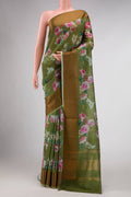 Green Dual Tone Chanderi Silk Cotton Saree