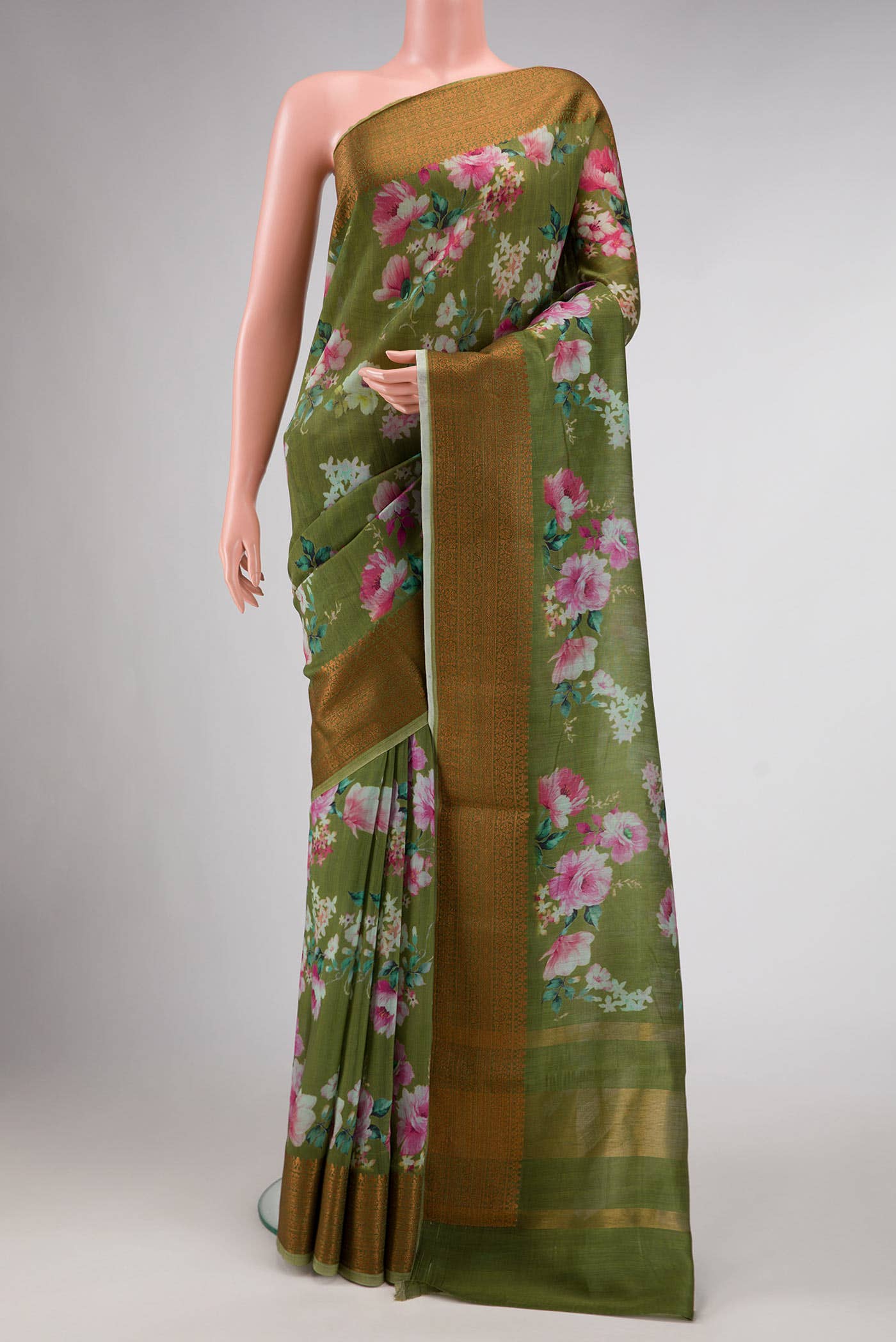 Green Dual Tone Chanderi Silk Cotton Saree