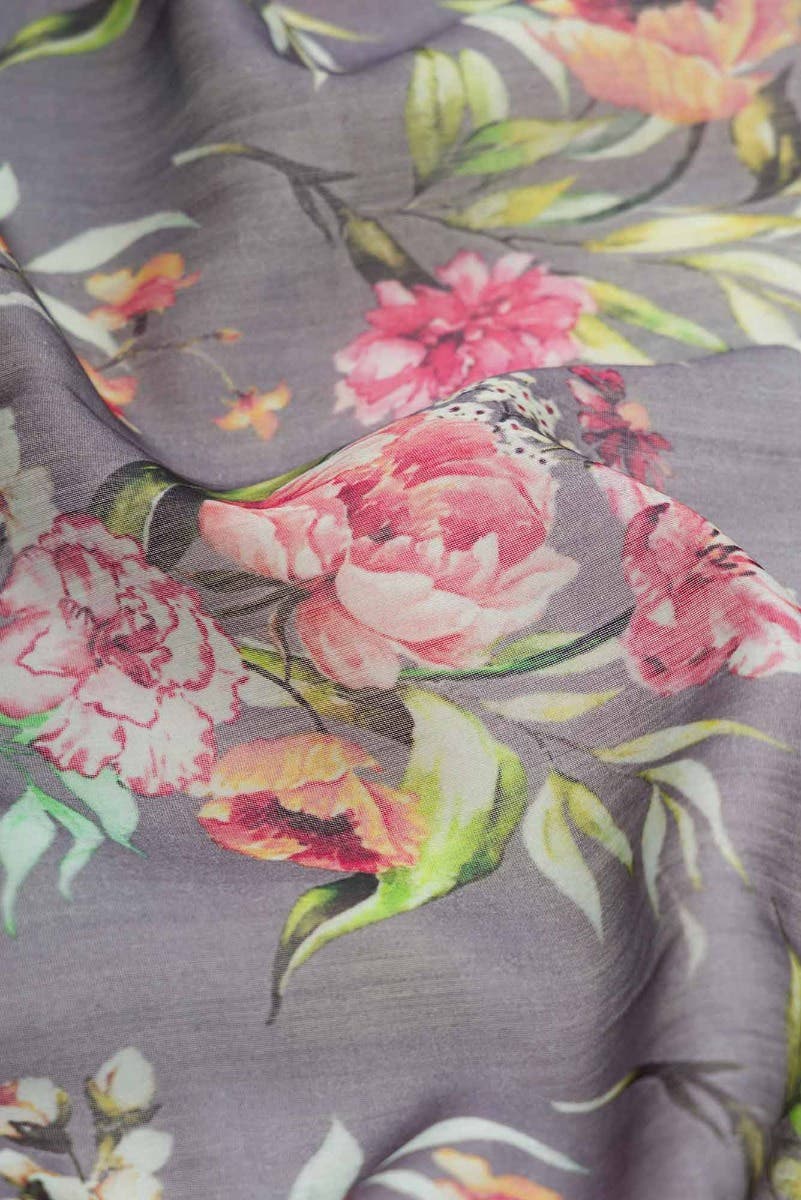 Grey Dual Tone Chanderi Silk Saree