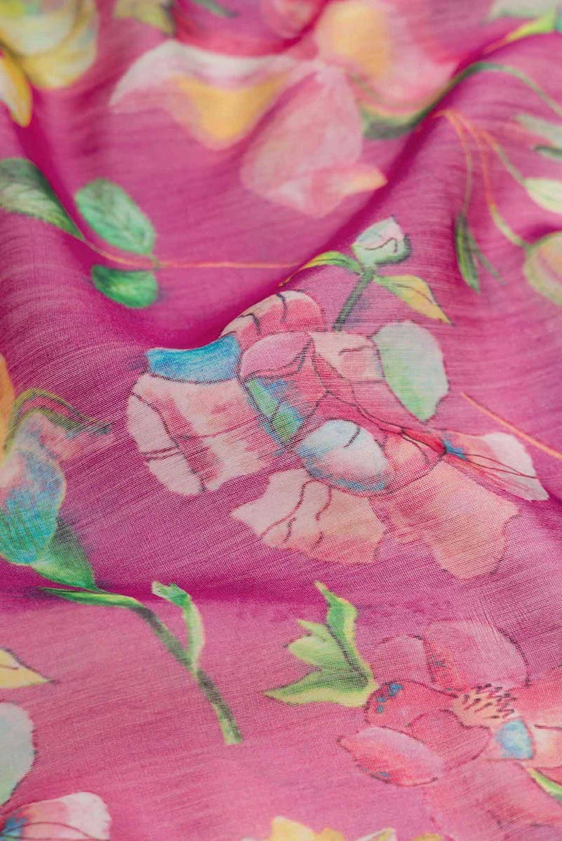 Pink Dual Tone Chanderi Silk Saree