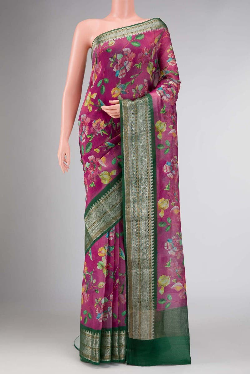 Pink Dual Tone Chanderi Silk Saree