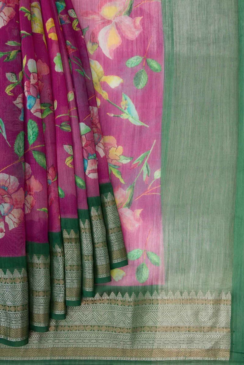 Pink Dual Tone Chanderi Silk Saree
