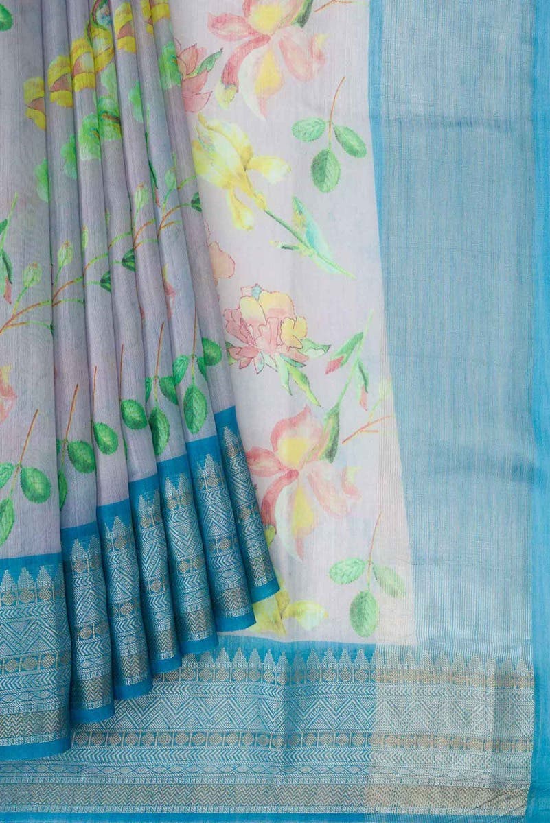 Grey Dual Tone Chanderi Silk Saree