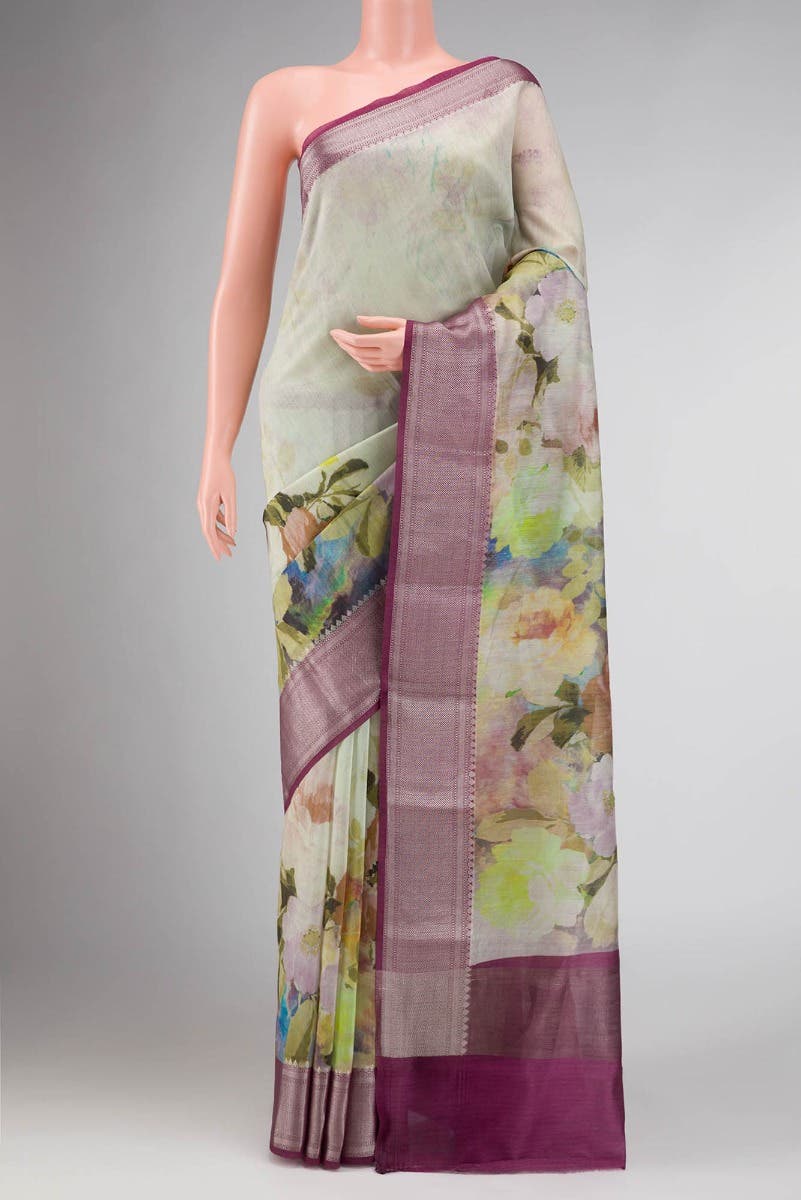 Pista Green Dual Tone Chanderi Silk Saree