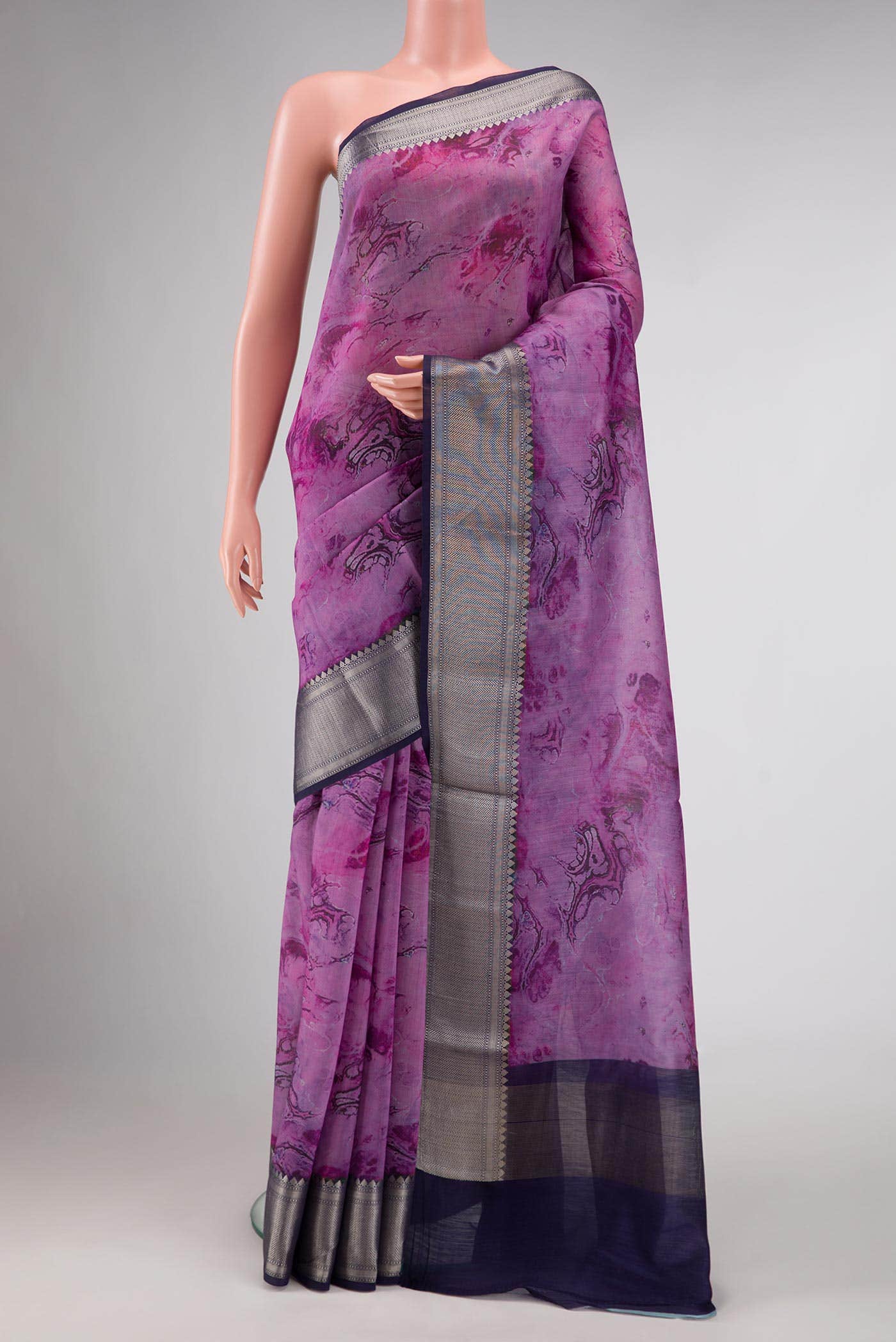 Lavender Chanderi Silk Saree